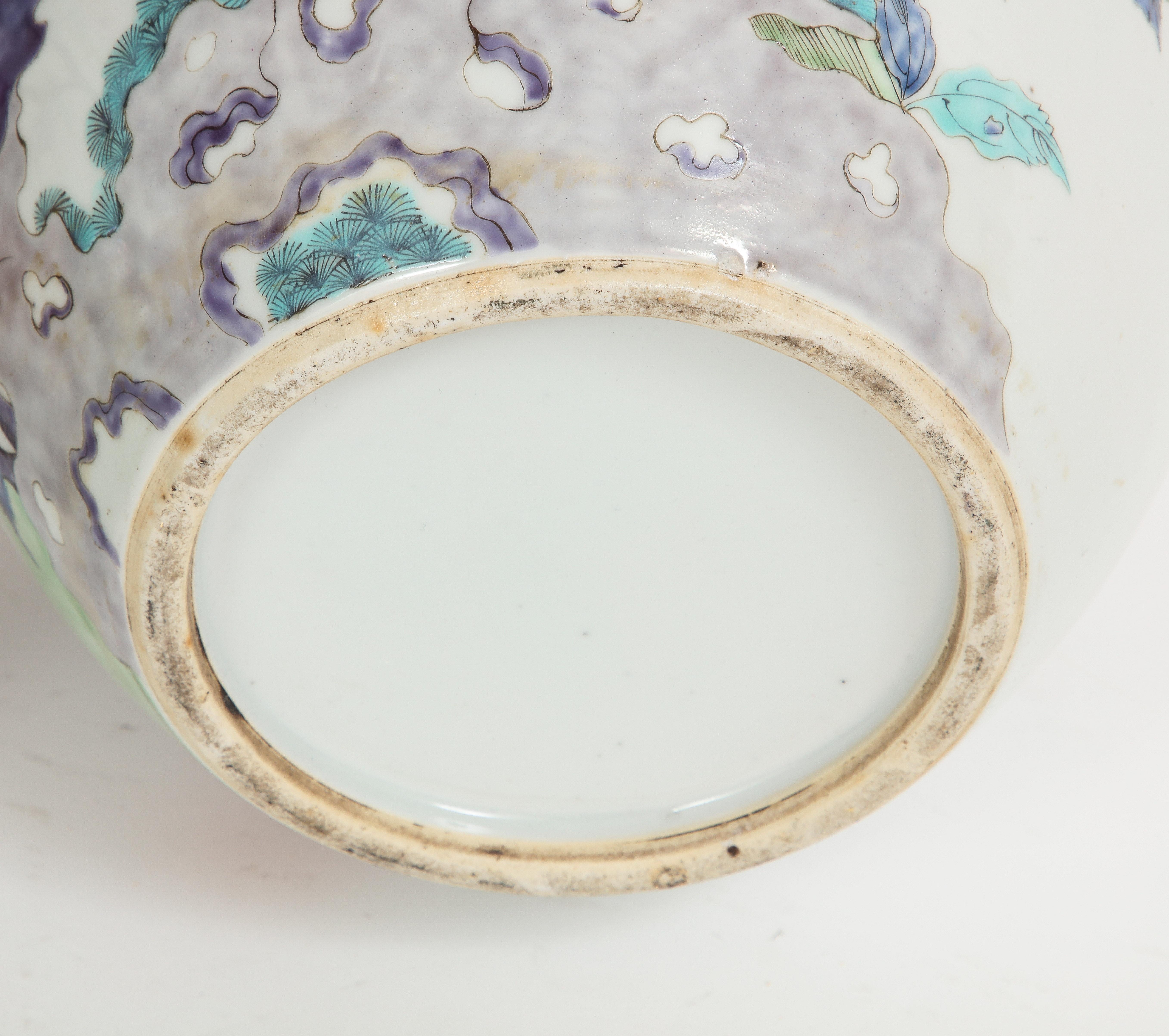 Fabulous pair of Chinese Famille Rose Porcelain Ginger Jars, Early 1800s For Sale 9
