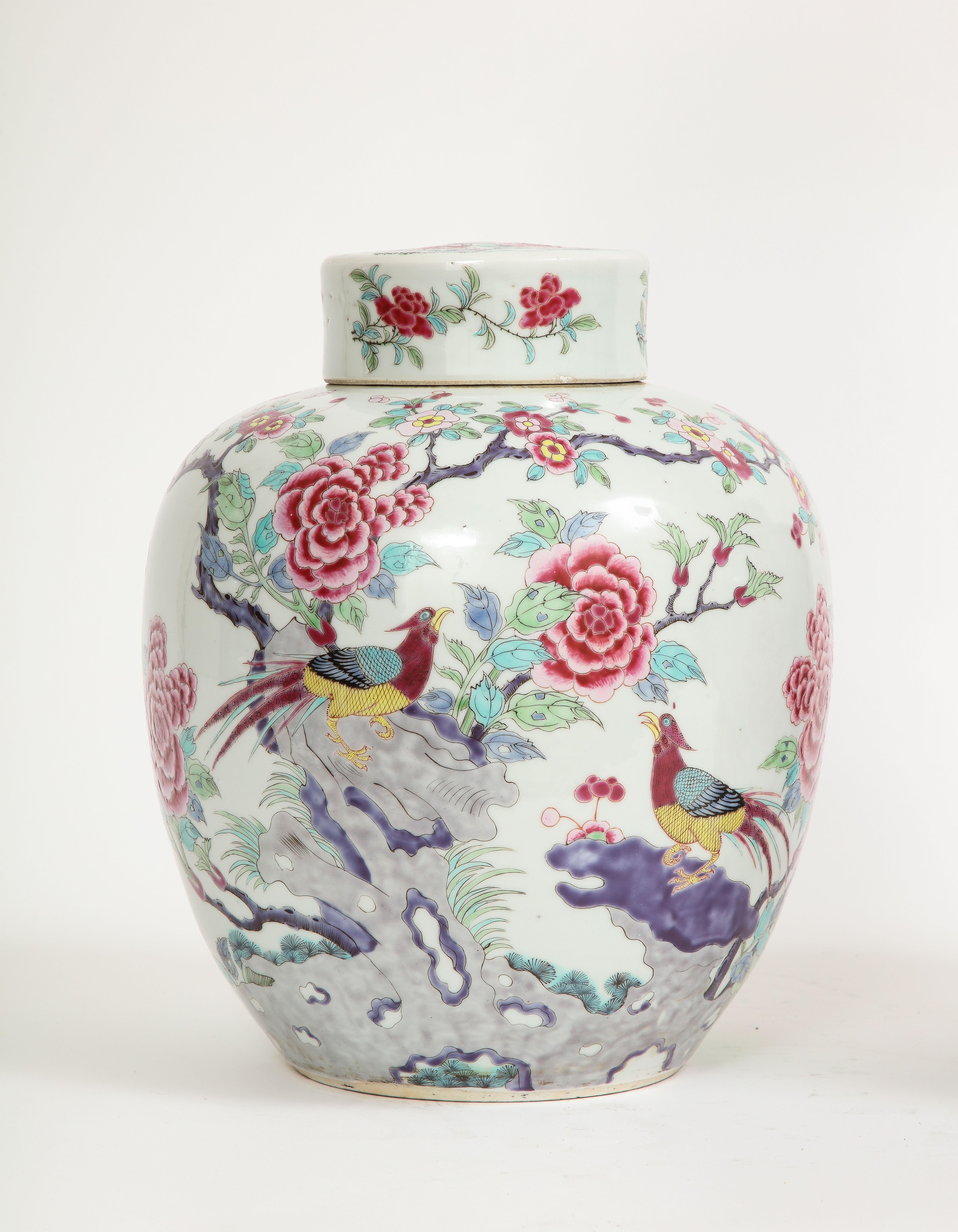 Early 19th Century Fabulous pair of Chinese Famille Rose Porcelain Ginger Jars, Early 1800s For Sale