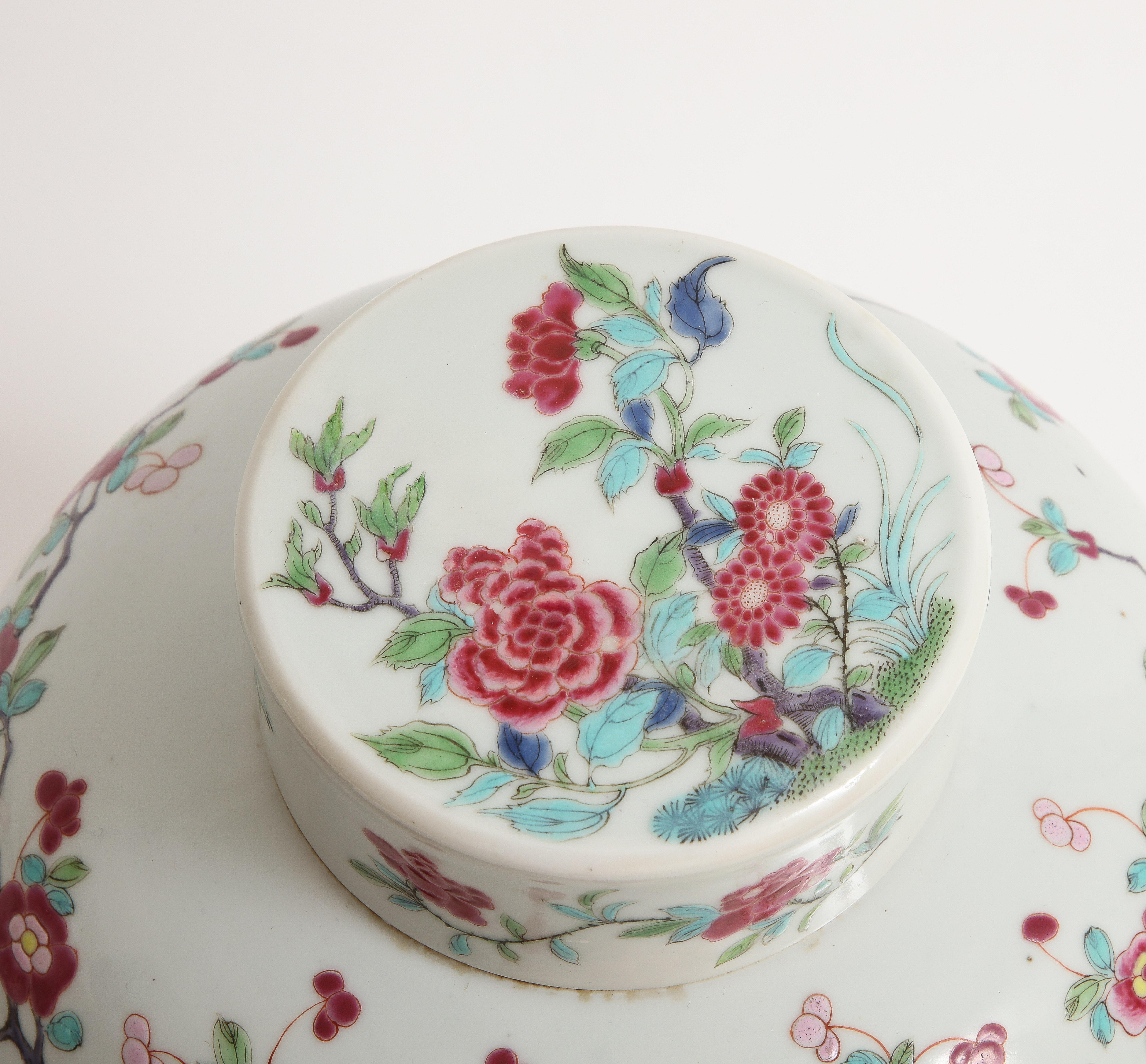 Fabulous pair of Chinese Famille Rose Porcelain Ginger Jars, Early 1800s For Sale 3