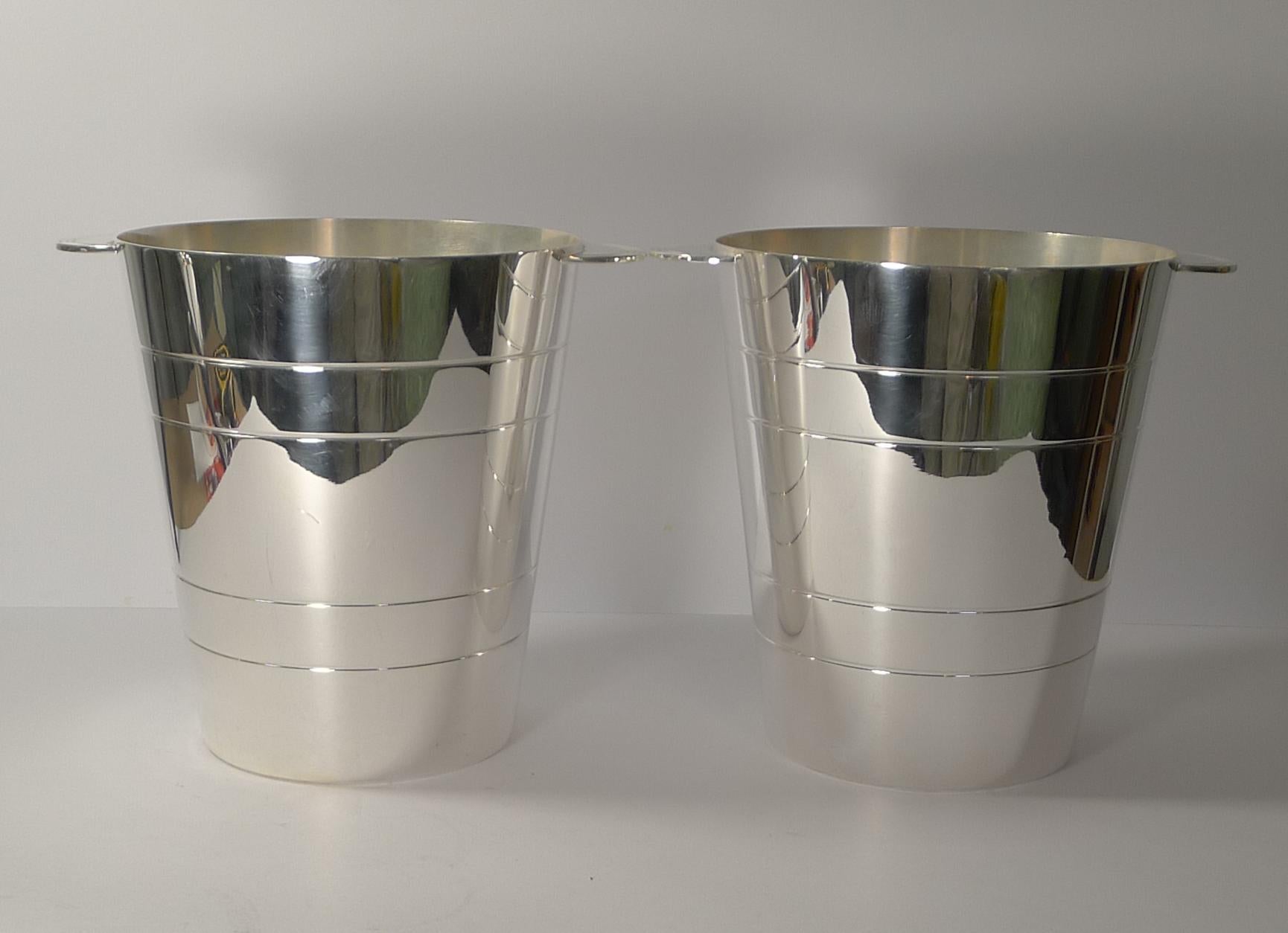 Mid-20th Century Fabulous Pair of Elkington Silver Plated Wine Coolers / Champagne Buckets