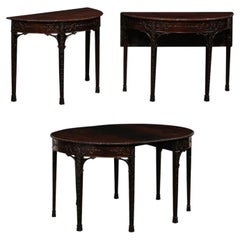 Fabulous Pair of English Regency Period Demi Console Tables (or Single Oval)