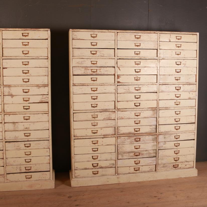 Painted Fabulous Pair of French Shop Fittings or Bank of Drawers