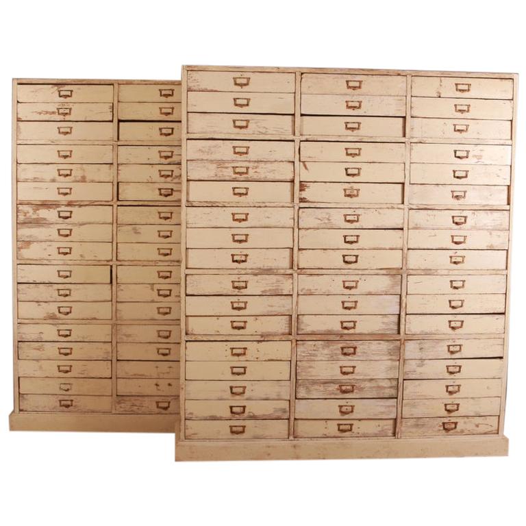 Fabulous Pair of French Shop Fittings or Bank of Drawers