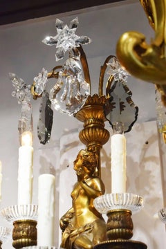 Fabulous Pair of Gilt Bronze and Crystal Wall Sconces