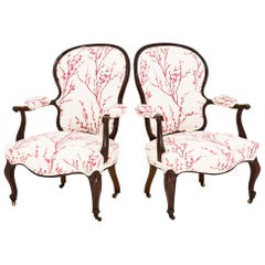 Antique Fabulous Pair of Hepplewhite Style French Mahogany Armchairs