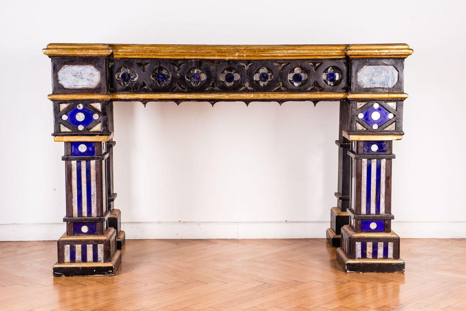 Fabulous Pair of Italian 19th Century Neo-Gothic Console Tables For Sale 4