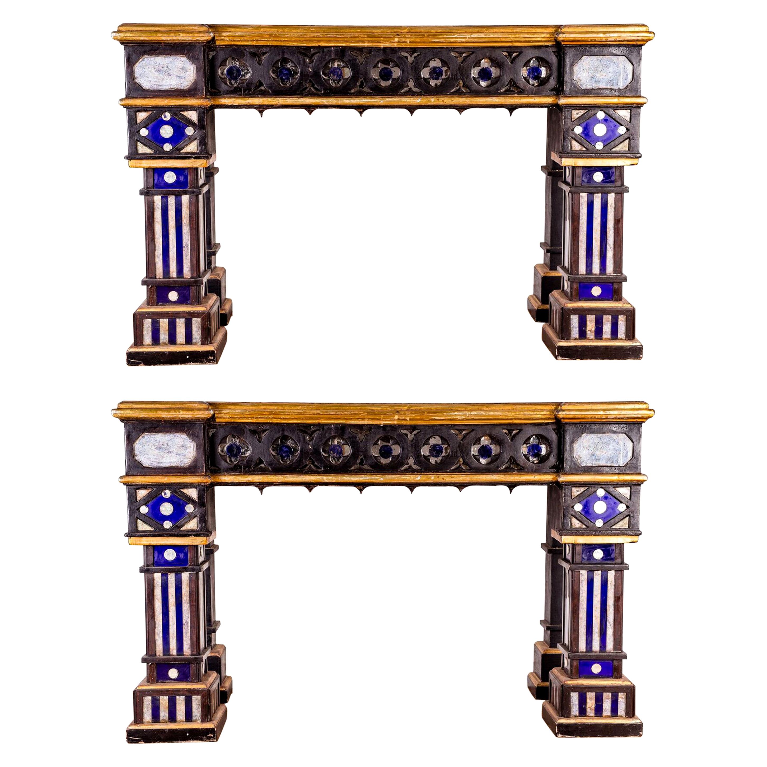 Fabulous Pair of Italian 19th Century Neo-Gothic Console Tables For Sale