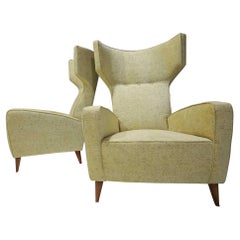Fabulous Pair of Italian High Back Wing Chairs