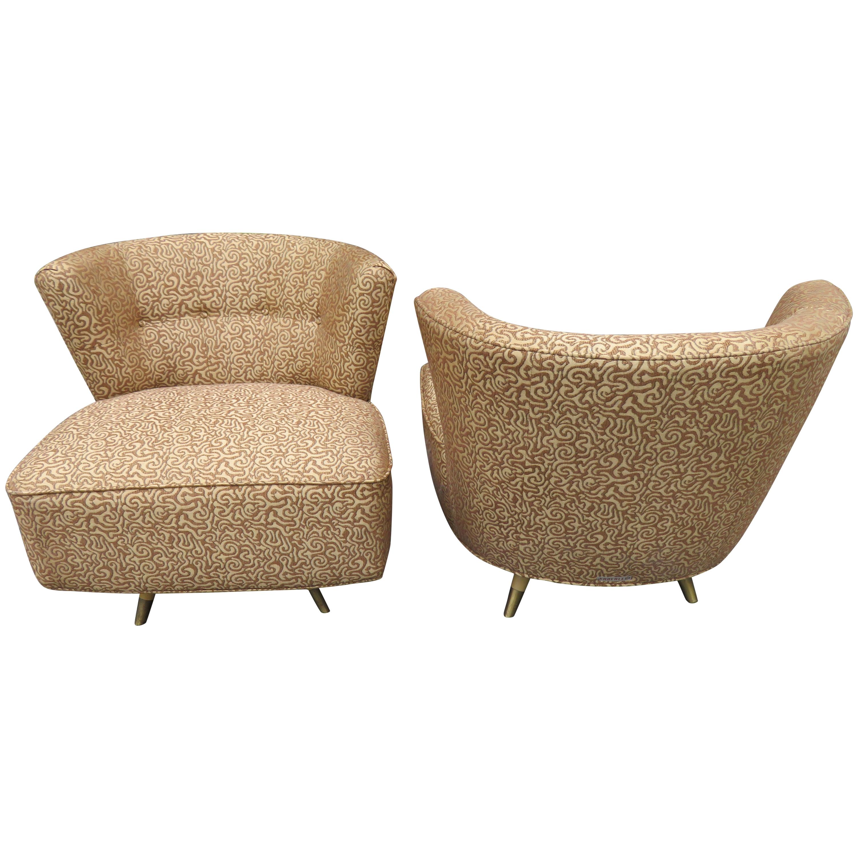 Fabulous Pair of Kroehler, 1950s Swivel Lounge Chairs Mid-Century Modern