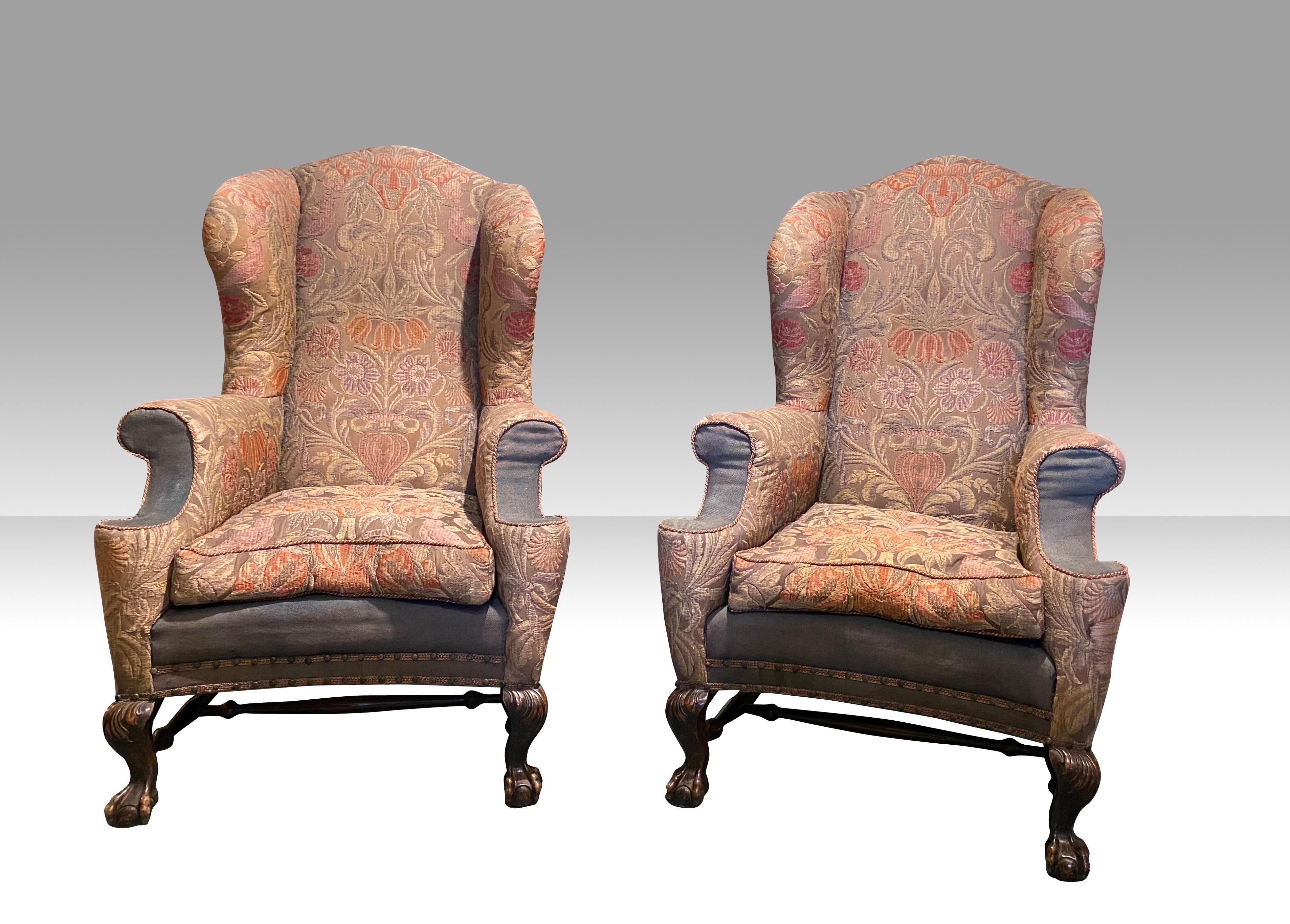 large winged armchairs