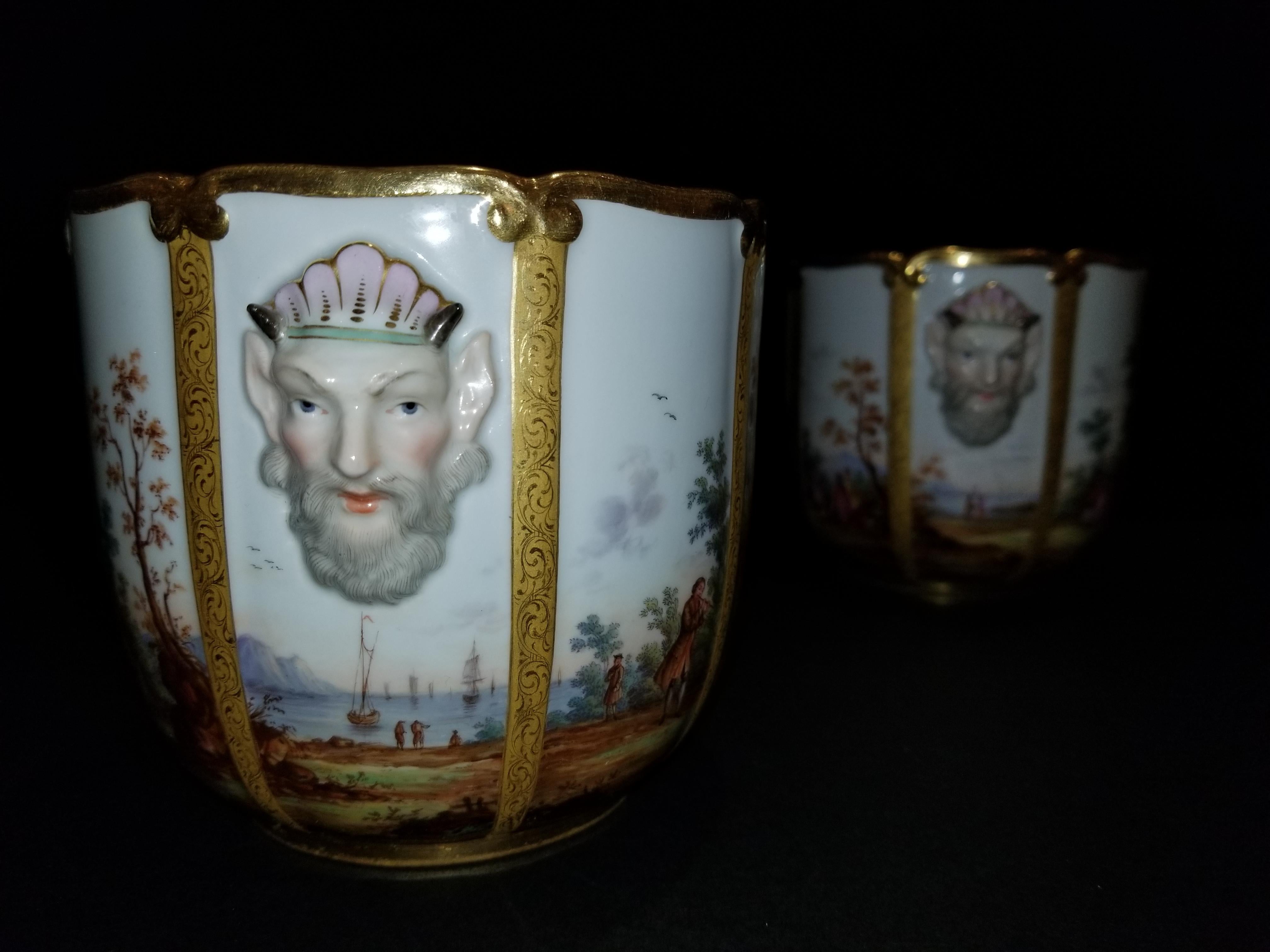 Fabulous Pair of Meissen Porcelain Glass Coolers/Cachepots For Sale 1