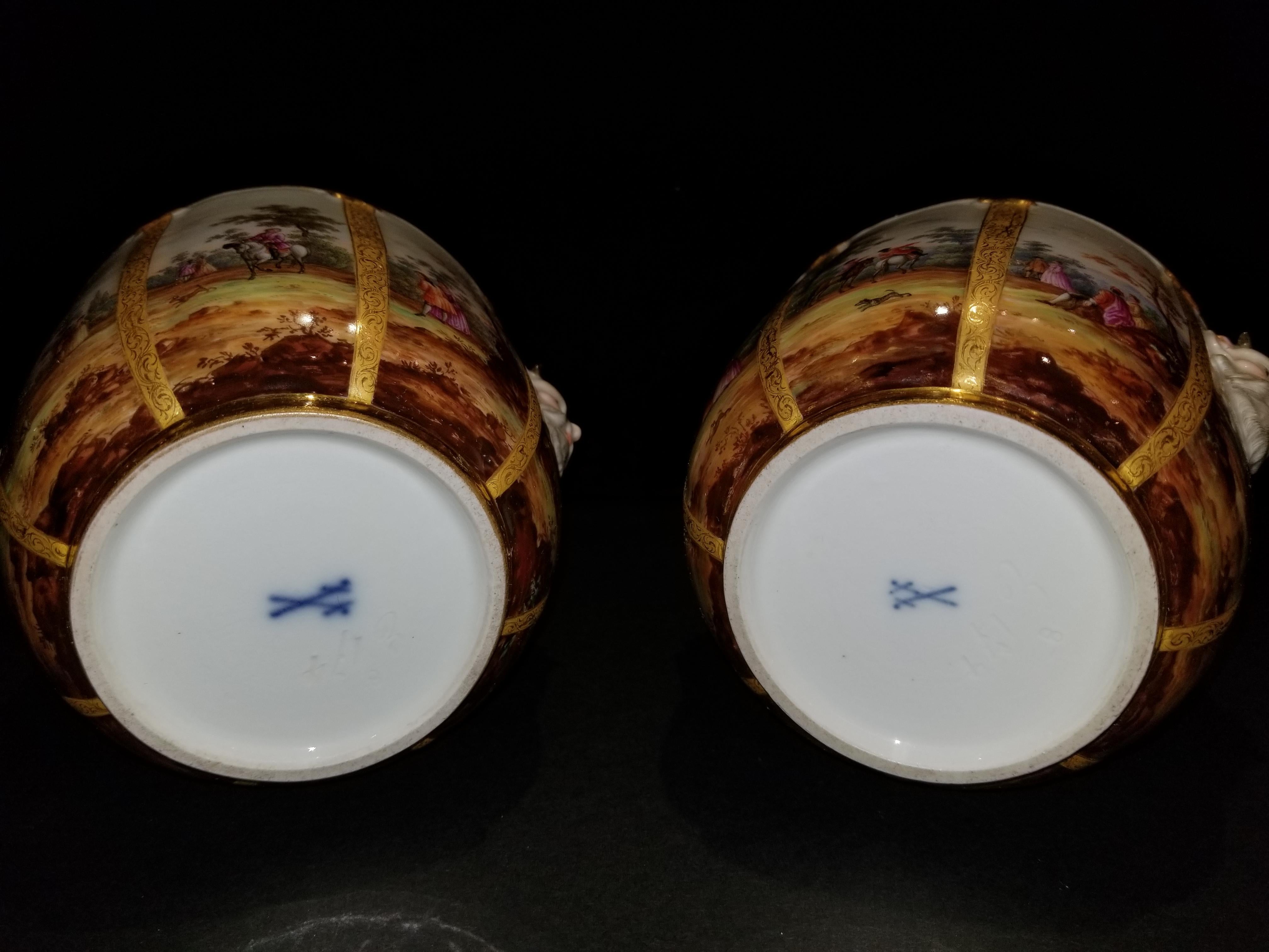 Favolosa coppia di refrigeratori/cachepot in vetro di Meissen Porcelain in vendita 5
