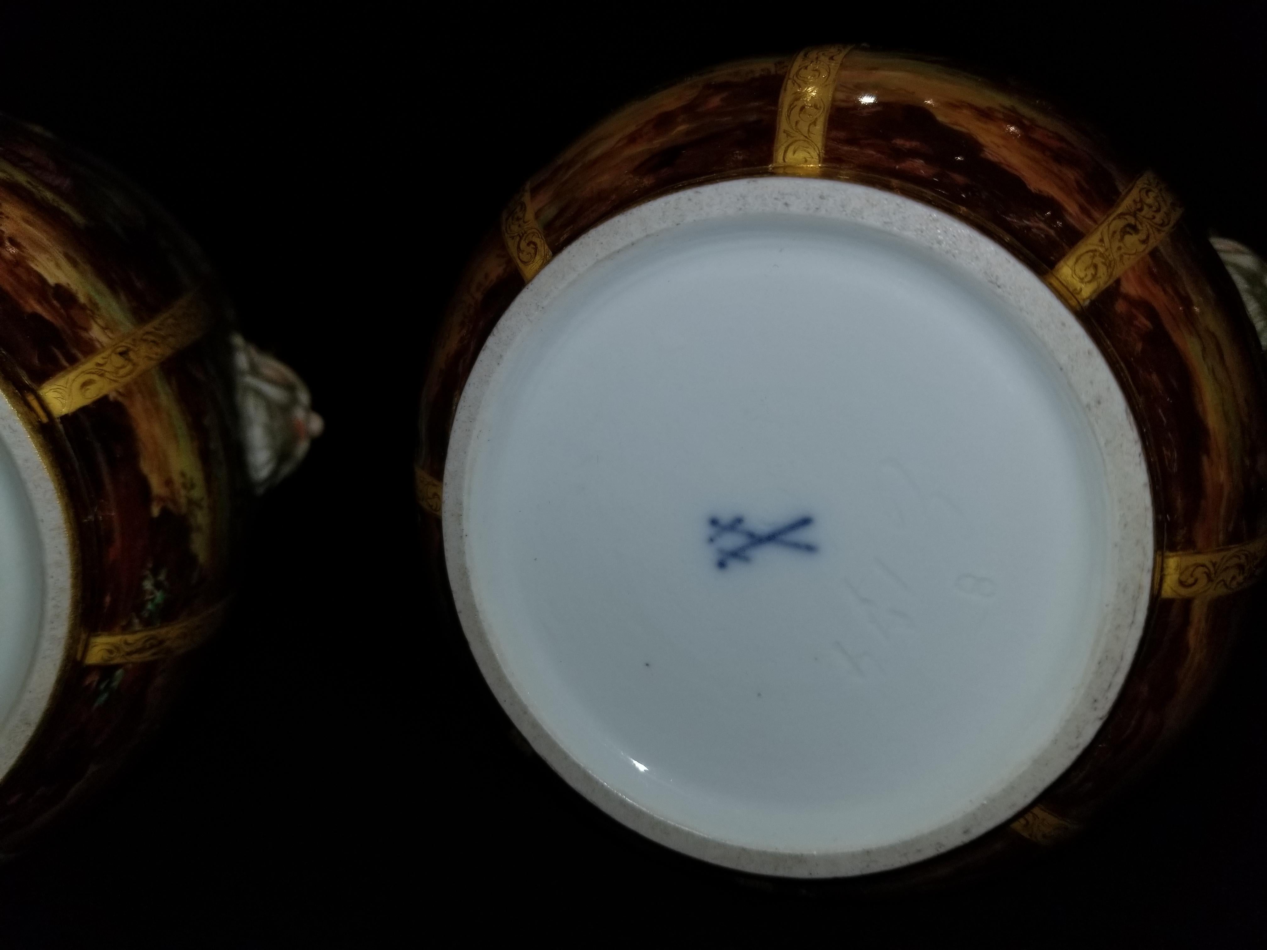 Fabulous Pair of Meissen Porcelain Glass Coolers/Cachepots For Sale 6