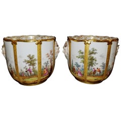 Fabulous Pair of Meissen Porcelain Glass Coolers/Cachepots