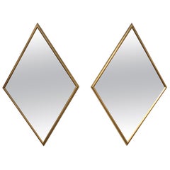 Fabulous Pair of Midcentury Italian Diamond Shaped Mirrors