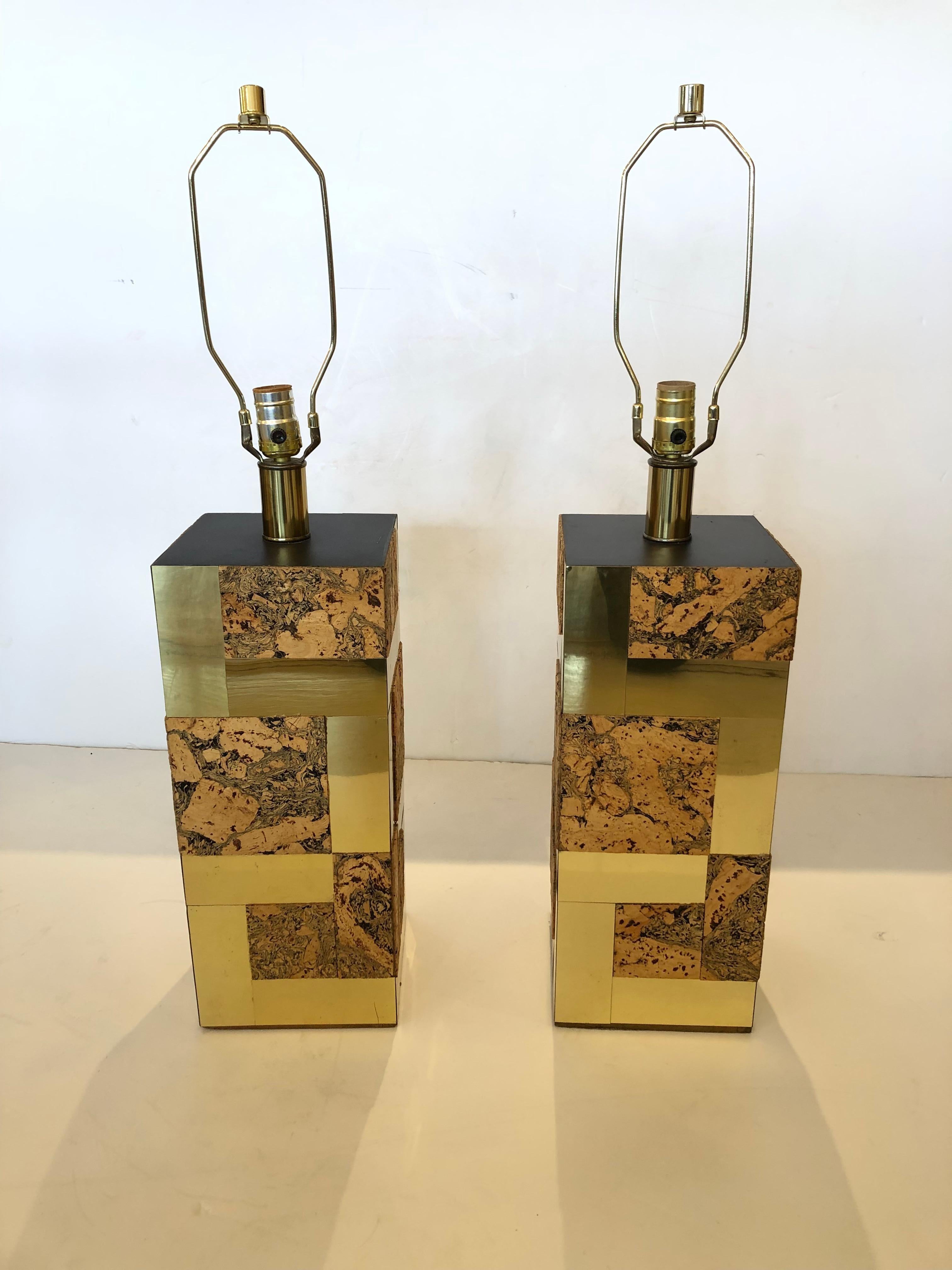 Fabulous Pair of Paul Evans Style Mid-Century Modern Table Lamps For Sale 2