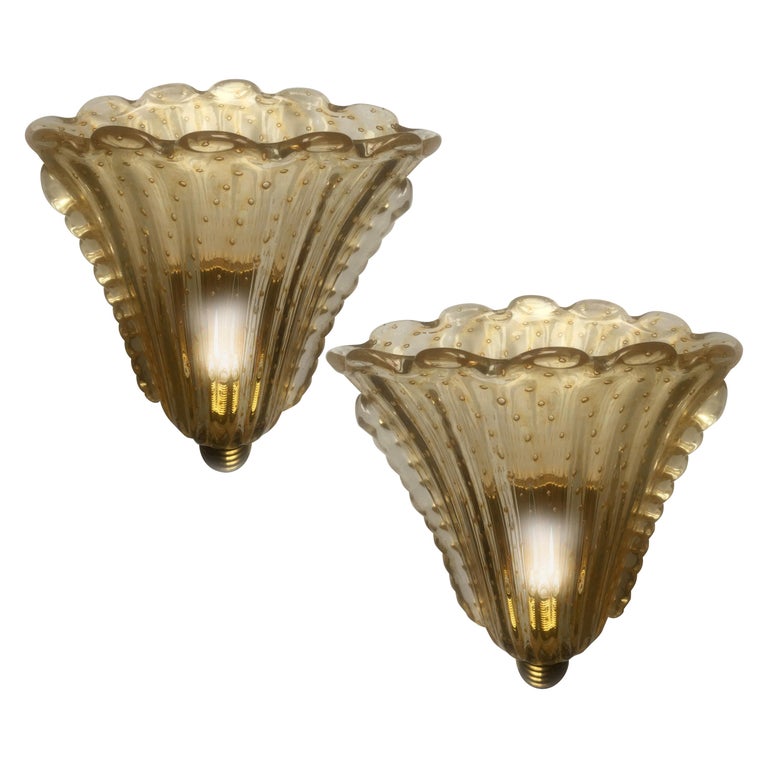 Gorgeous pair of sconces by Barovier & Toso.