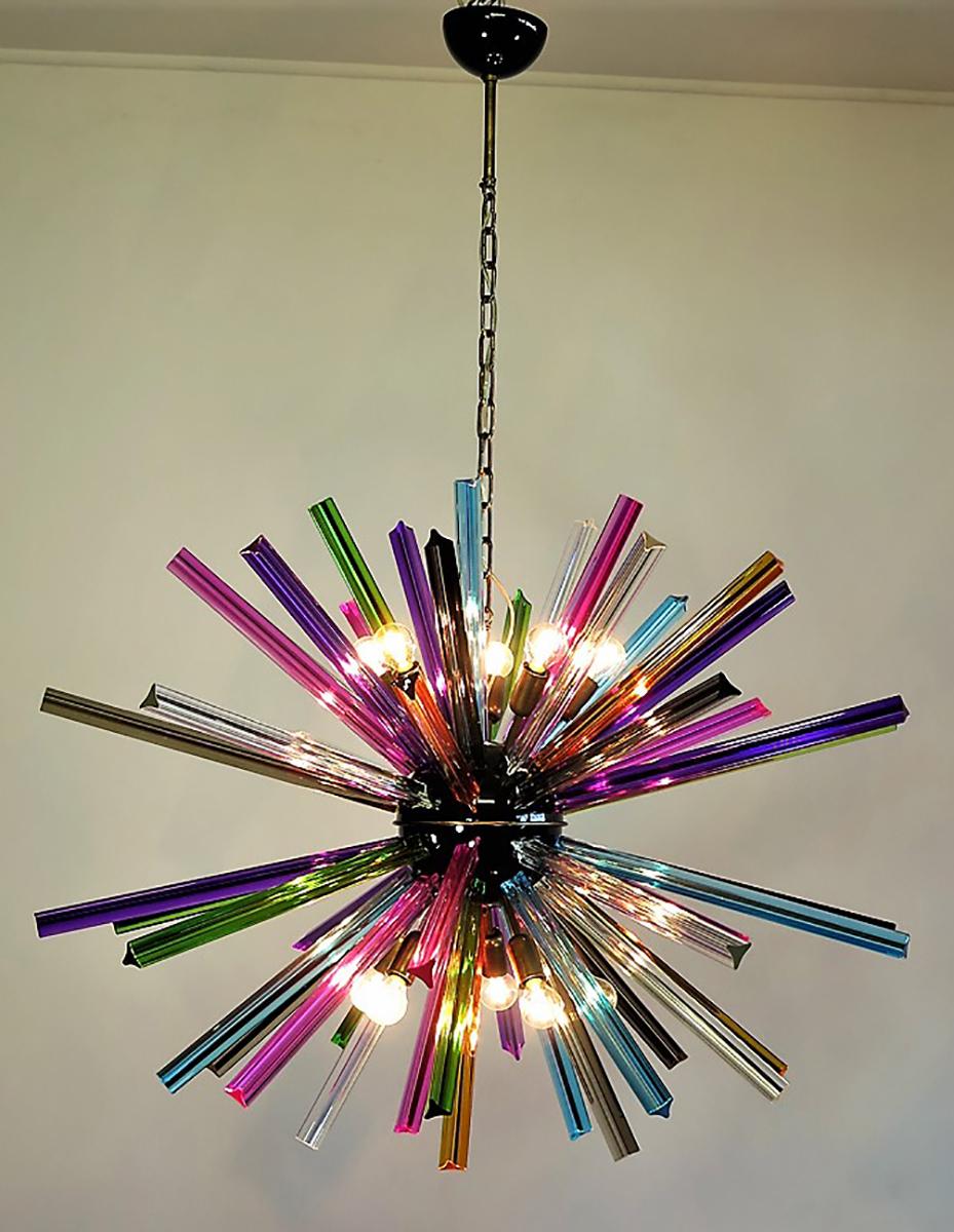 Fabulous Pair of Sputnik Chandelier Multicolored, Murano In Excellent Condition In Budapest, HU