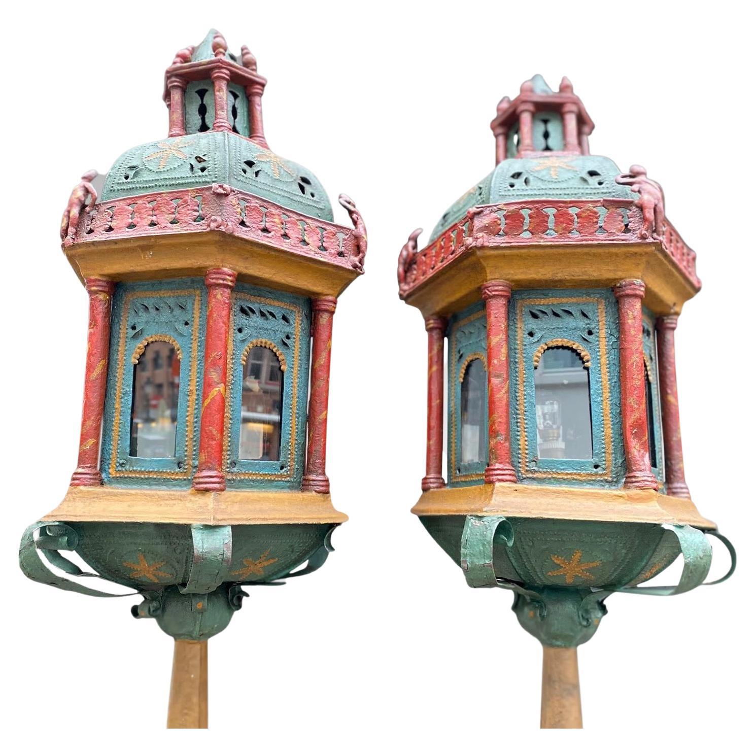 Fabulous Pair of Venetian Gondola Lantern Torchères