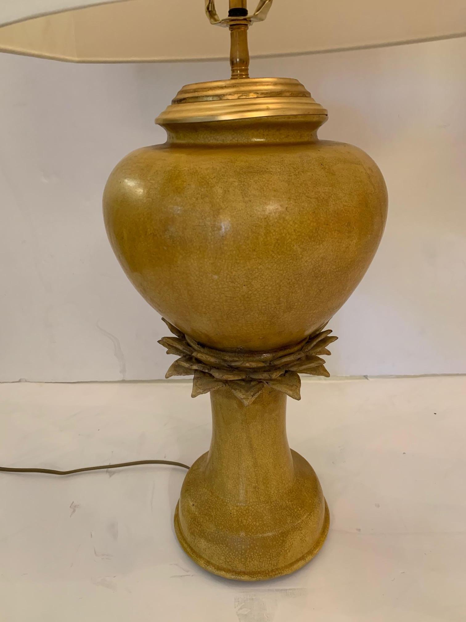 Fabuleuse paire de lampes de bureau vintage en forme de jarre en céramique 2
