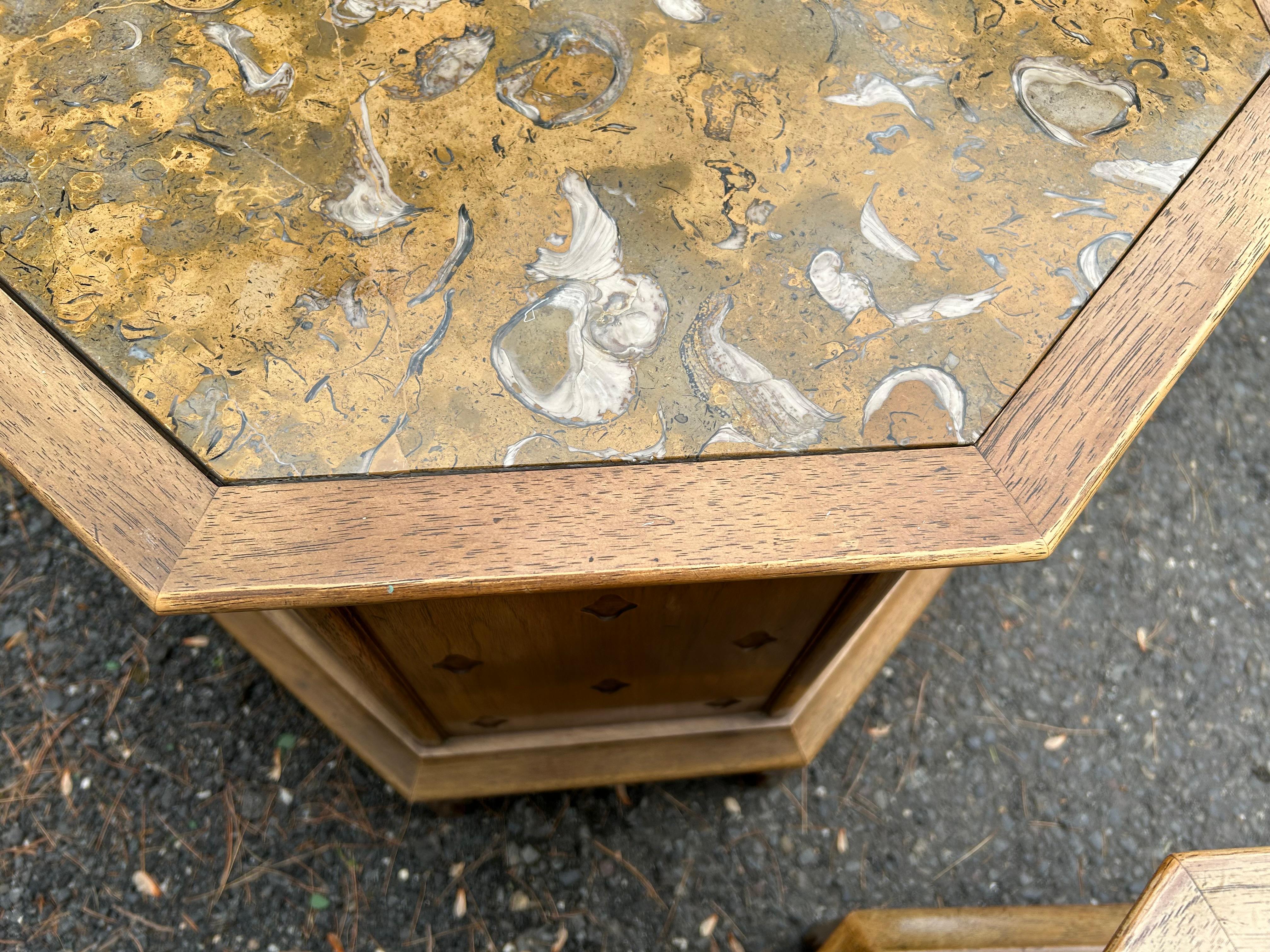 Fabulous Pair Tomlinson Sophisticate style Octagon Drum End Table Mid-century For Sale 7