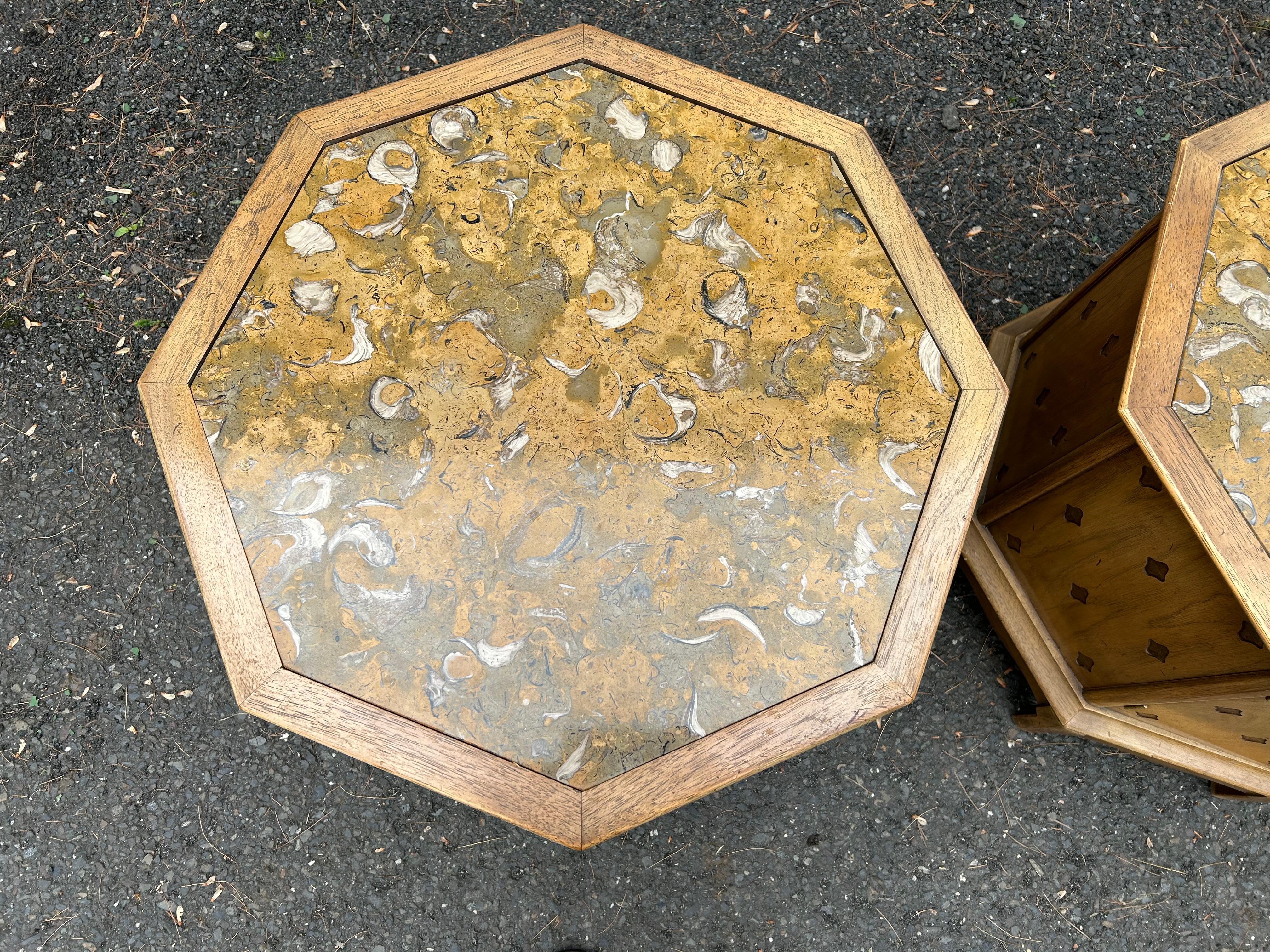 Mid-Century Modern Fabulous Pair Tomlinson Sophisticate style Octagon Drum End Table Mid-century For Sale