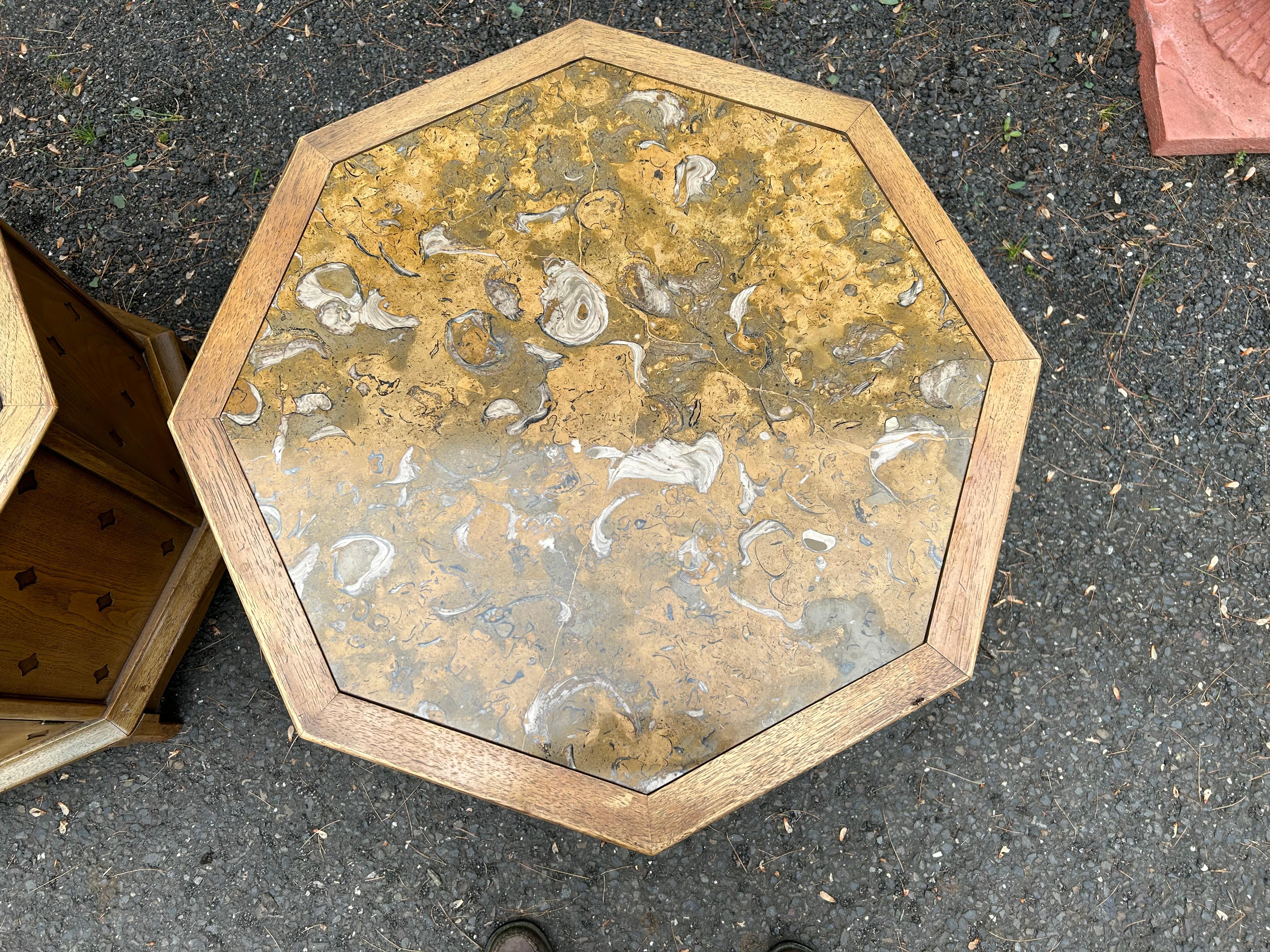 American Fabulous Pair Tomlinson Sophisticate style Octagon Drum End Table Mid-century For Sale