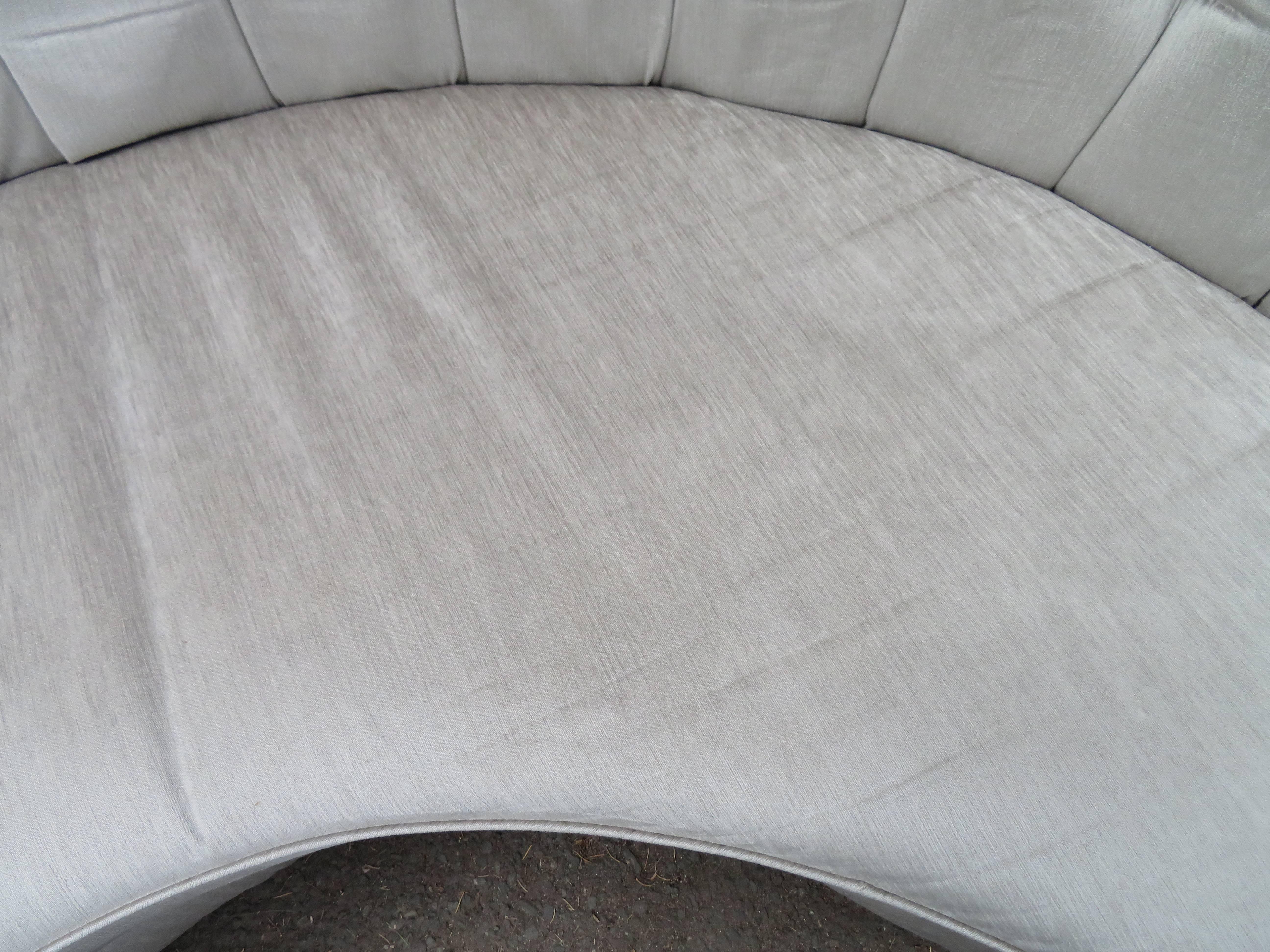 Fabulous Pair Tufted Curved Kidney Sofas Mid-Century Modern 3