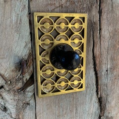 Fabulous Patinated Brass Bronze Door Knob Backplate Set Modern Op Art Design 60s