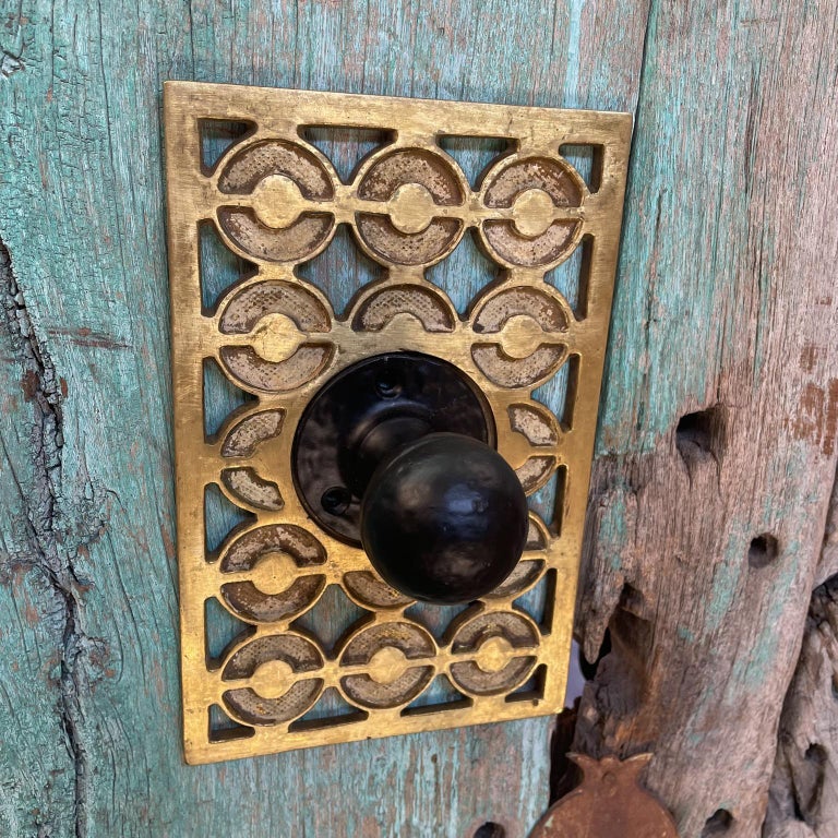 Fabulous Patinated Brass Bronze Door Knob Backplate Set Modern Op Art