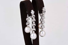 Fabulosos pendientes colgantes de perlas y diamantes