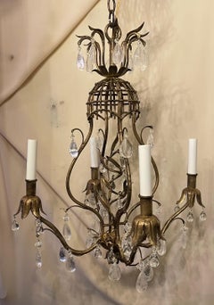 Fabulous Petite Four Light Maison Baguès Rock Crystal Gilt French Chandelier