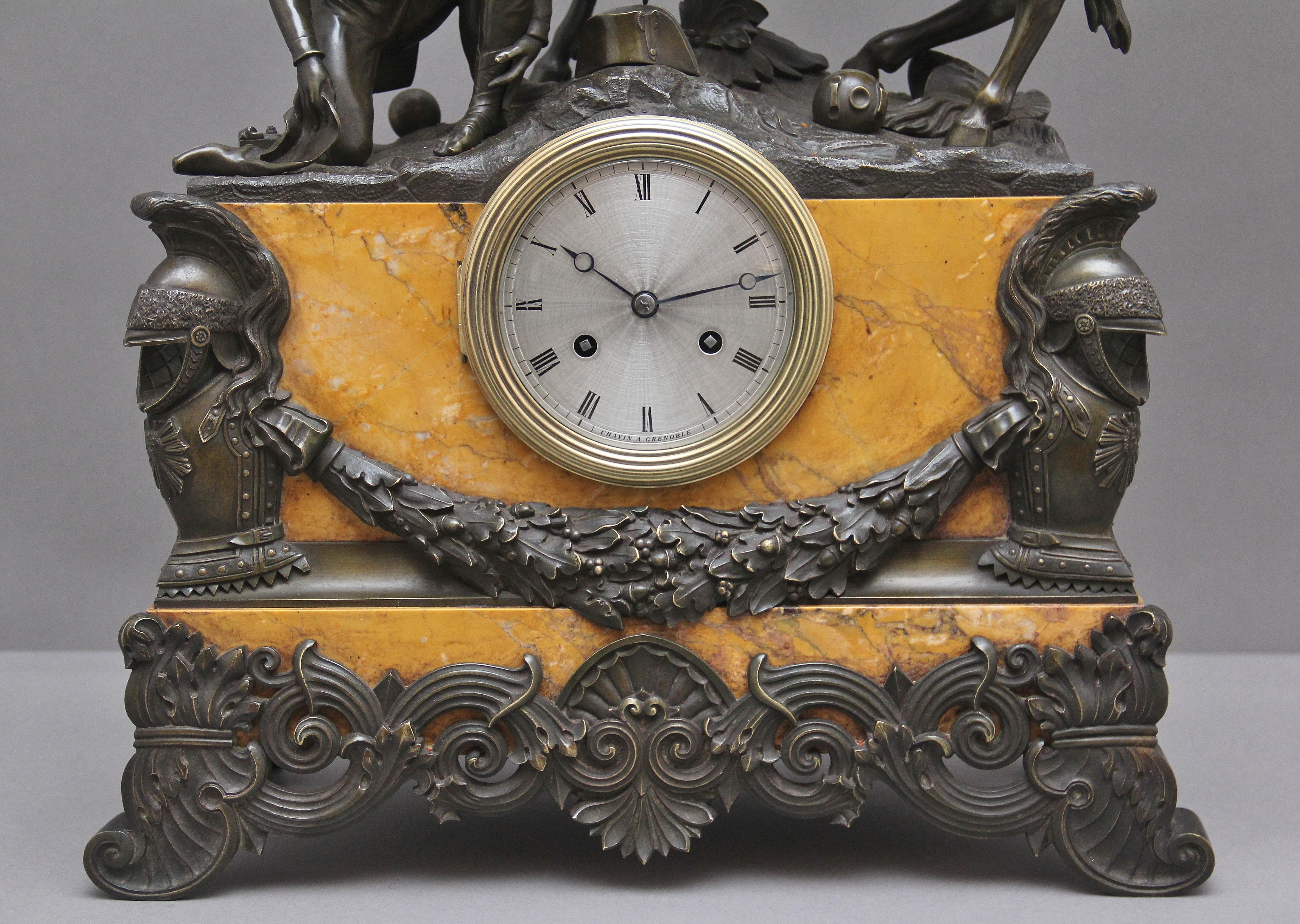 Fabulous Quality Early 19th Century Marble and Bronze Mantle Clock For Sale 3