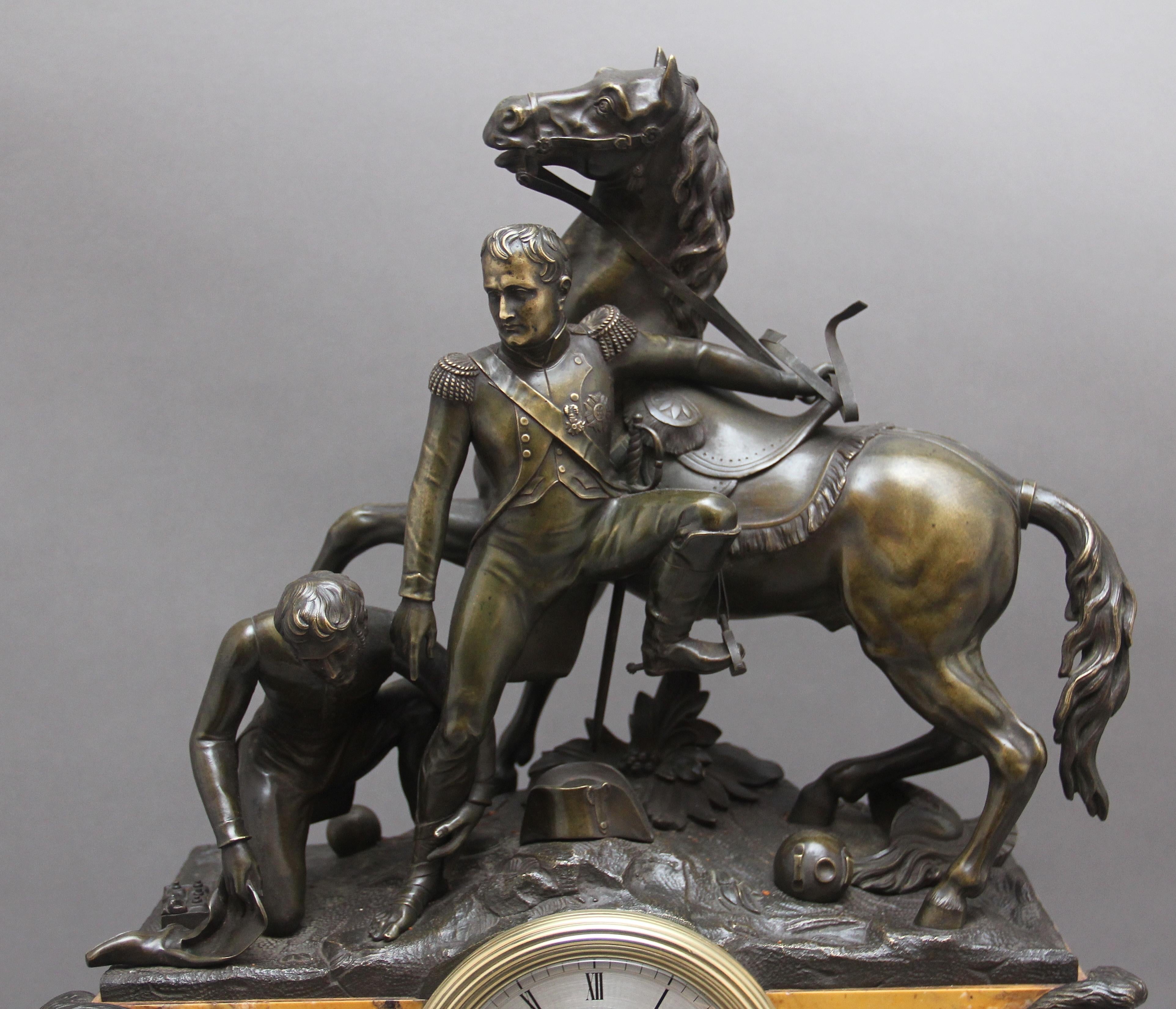 French Fabulous Quality Early 19th Century Marble and Bronze Mantle Clock For Sale