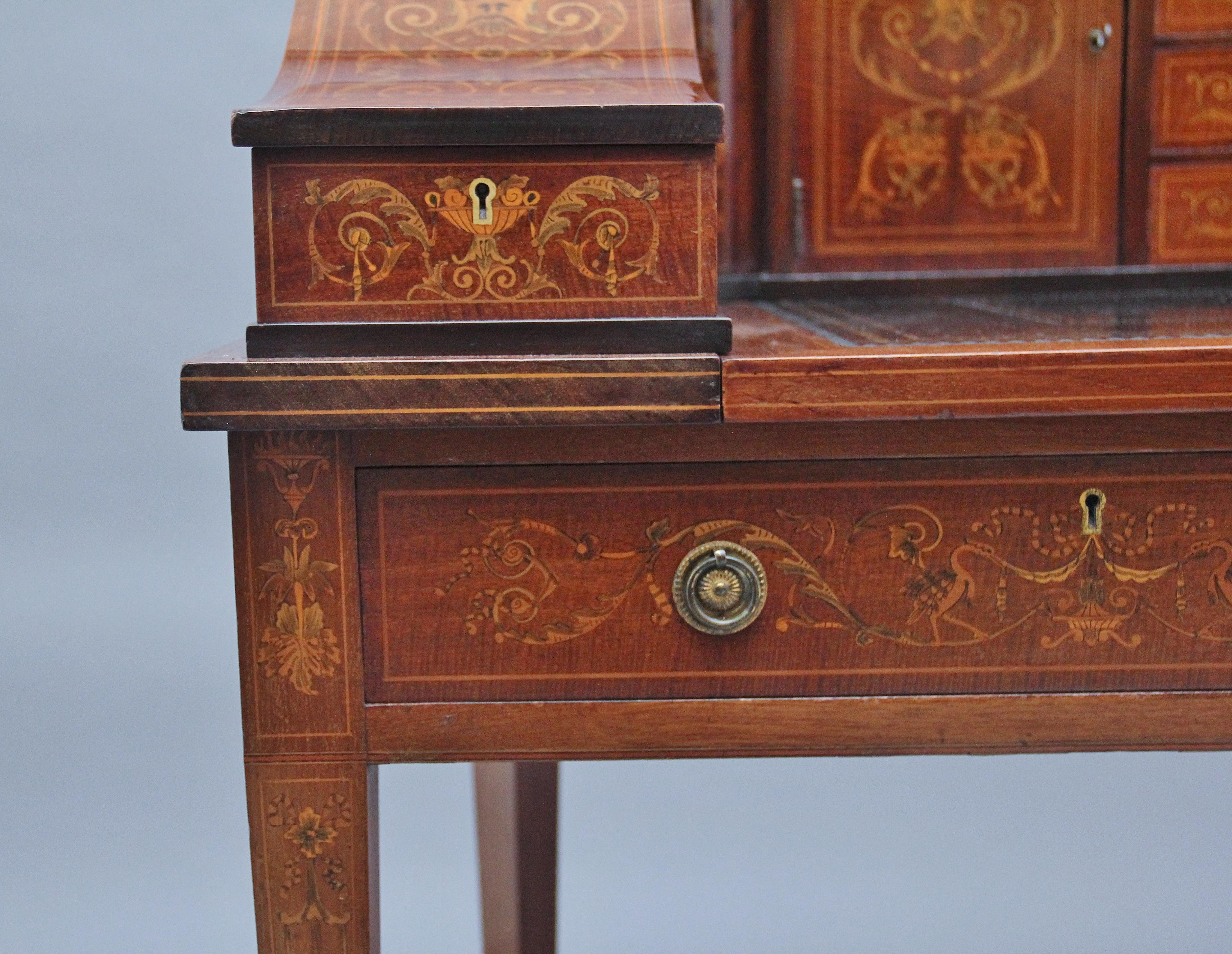 Fabulous Quality Early 20th Century Mahogany and Inlaid Carlton House Desk For Sale 7