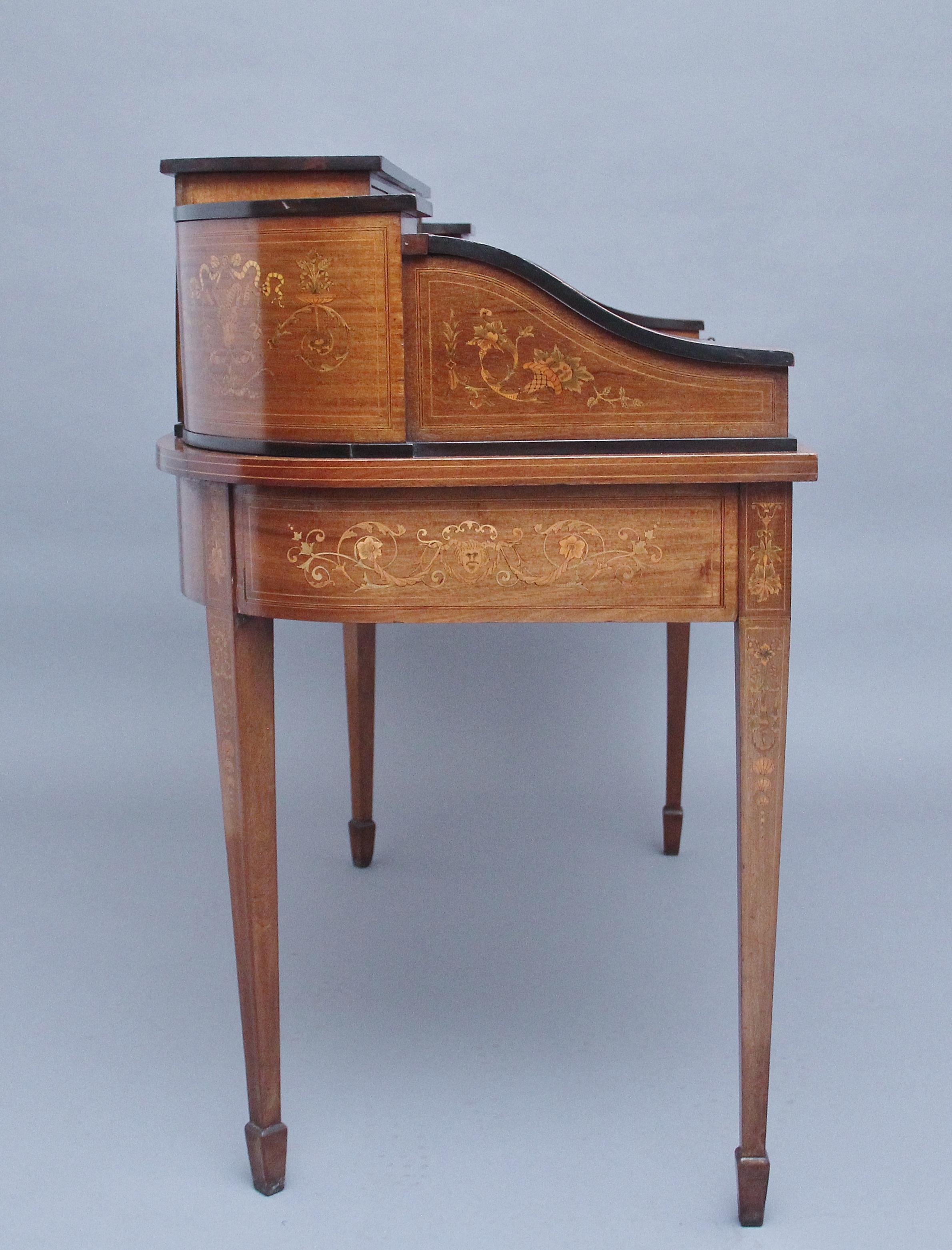 Carlton House-Schreibtisch aus Mahagoni mit Intarsien in fabelhafter Qualität aus dem frühen 20. Jahrhundert im Angebot 8