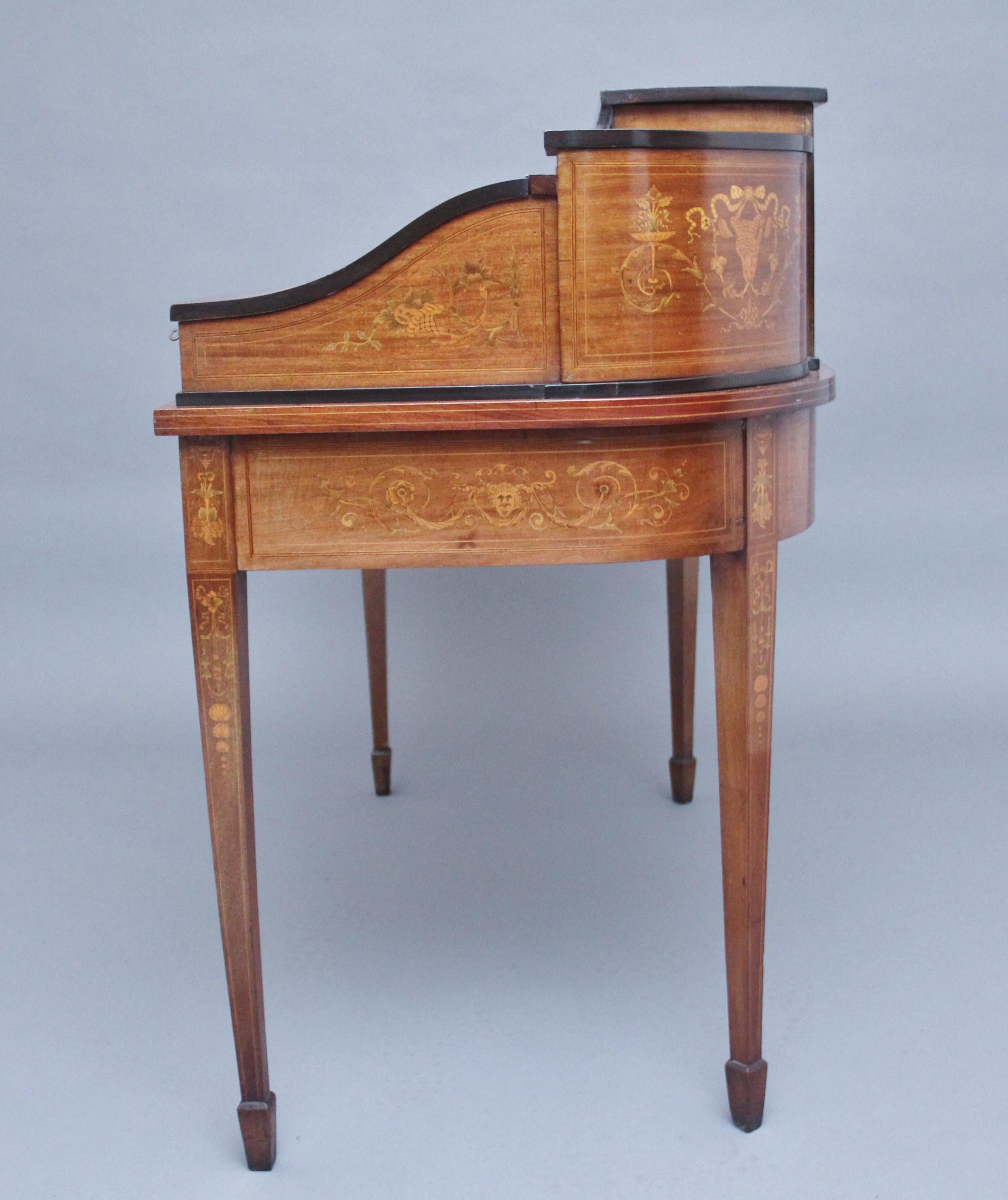 Fabulous Quality Early 20th Century Mahogany and Inlaid Carlton House Desk For Sale 11