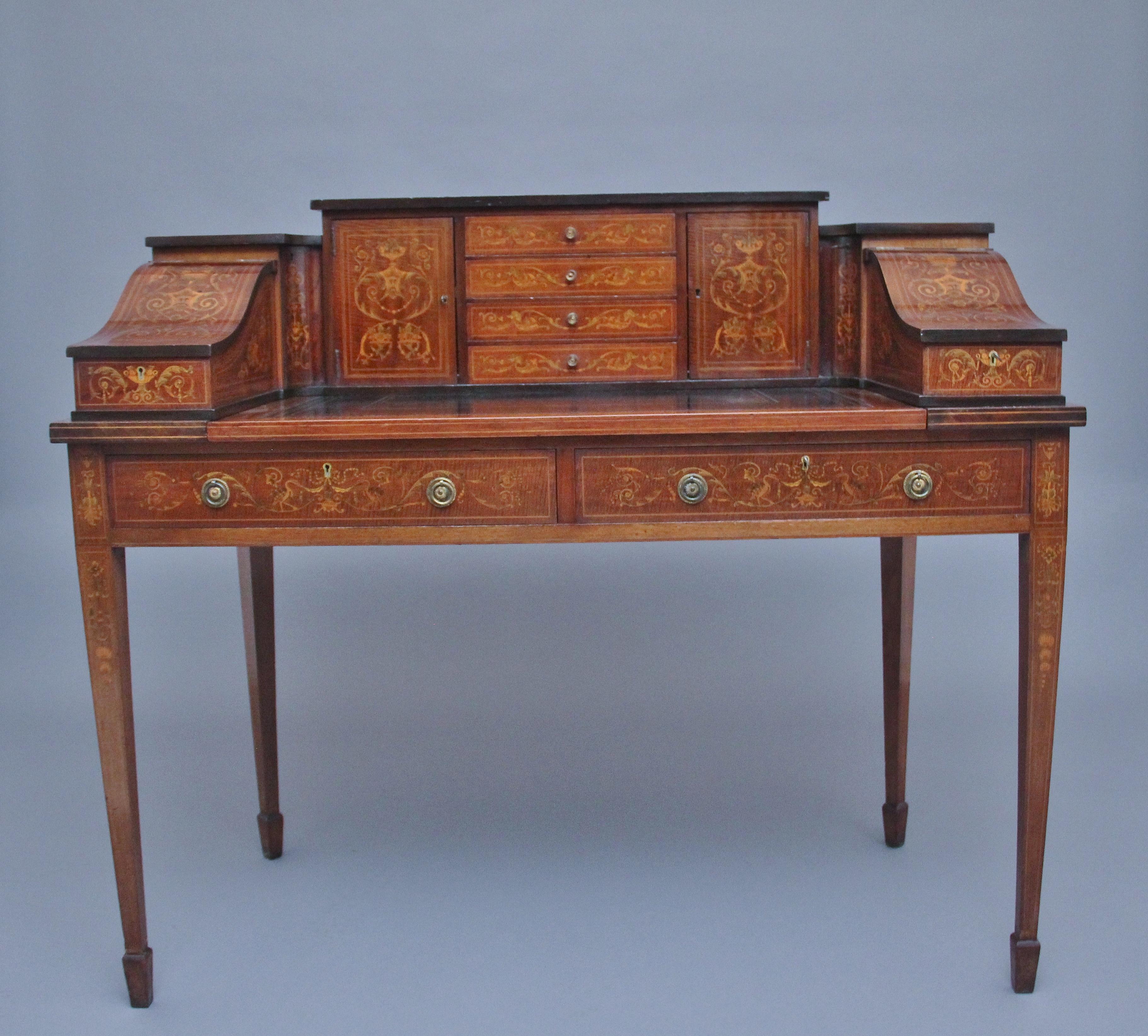 Carlton House-Schreibtisch aus Mahagoni mit Intarsien in fabelhafter Qualität aus dem frühen 20. Jahrhundert im Angebot 11