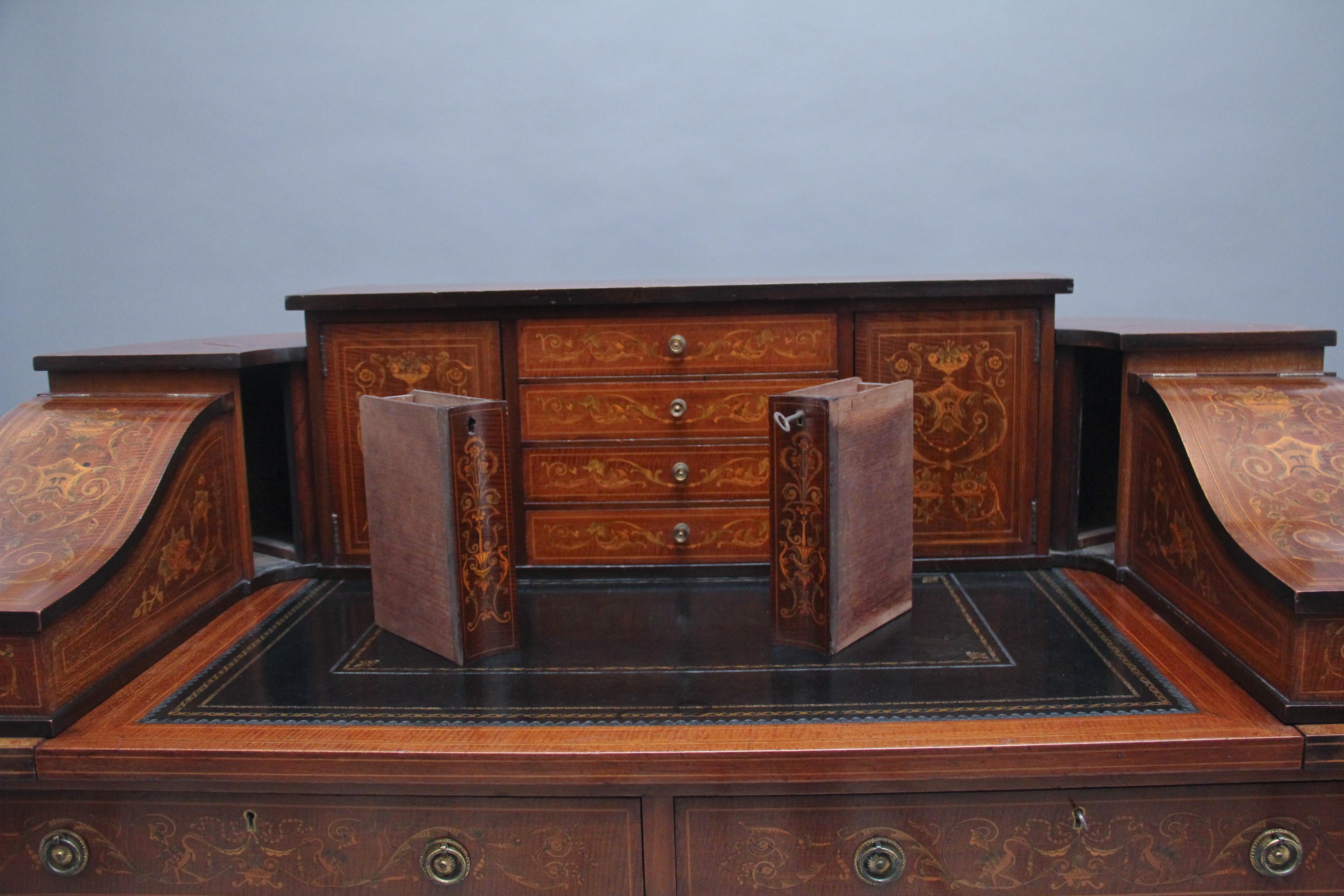 Fabulous Quality Early 20th Century Mahogany and Inlaid Carlton House Desk For Sale 1