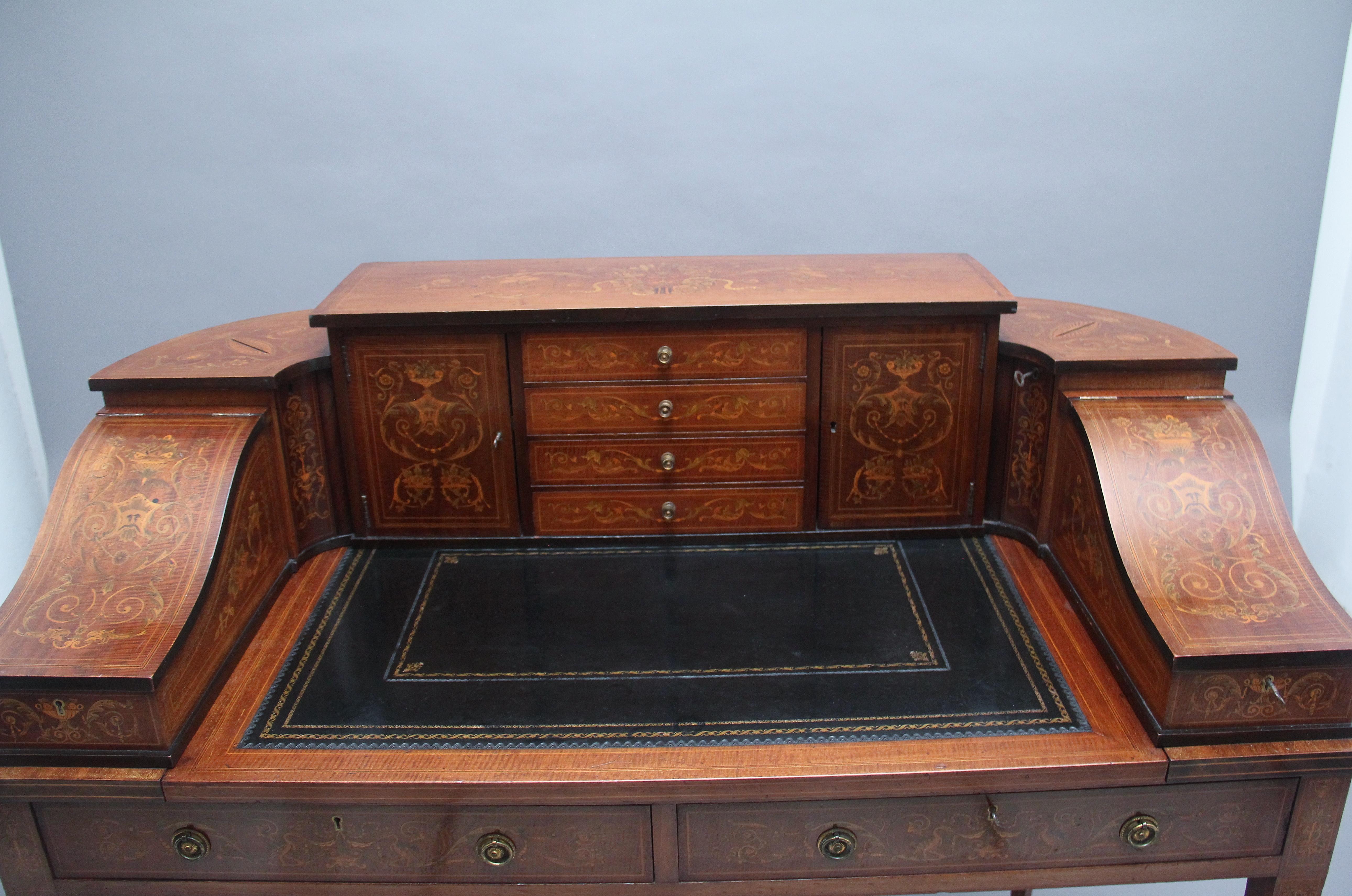 Carlton House-Schreibtisch aus Mahagoni mit Intarsien in fabelhafter Qualität aus dem frühen 20. Jahrhundert im Angebot 1