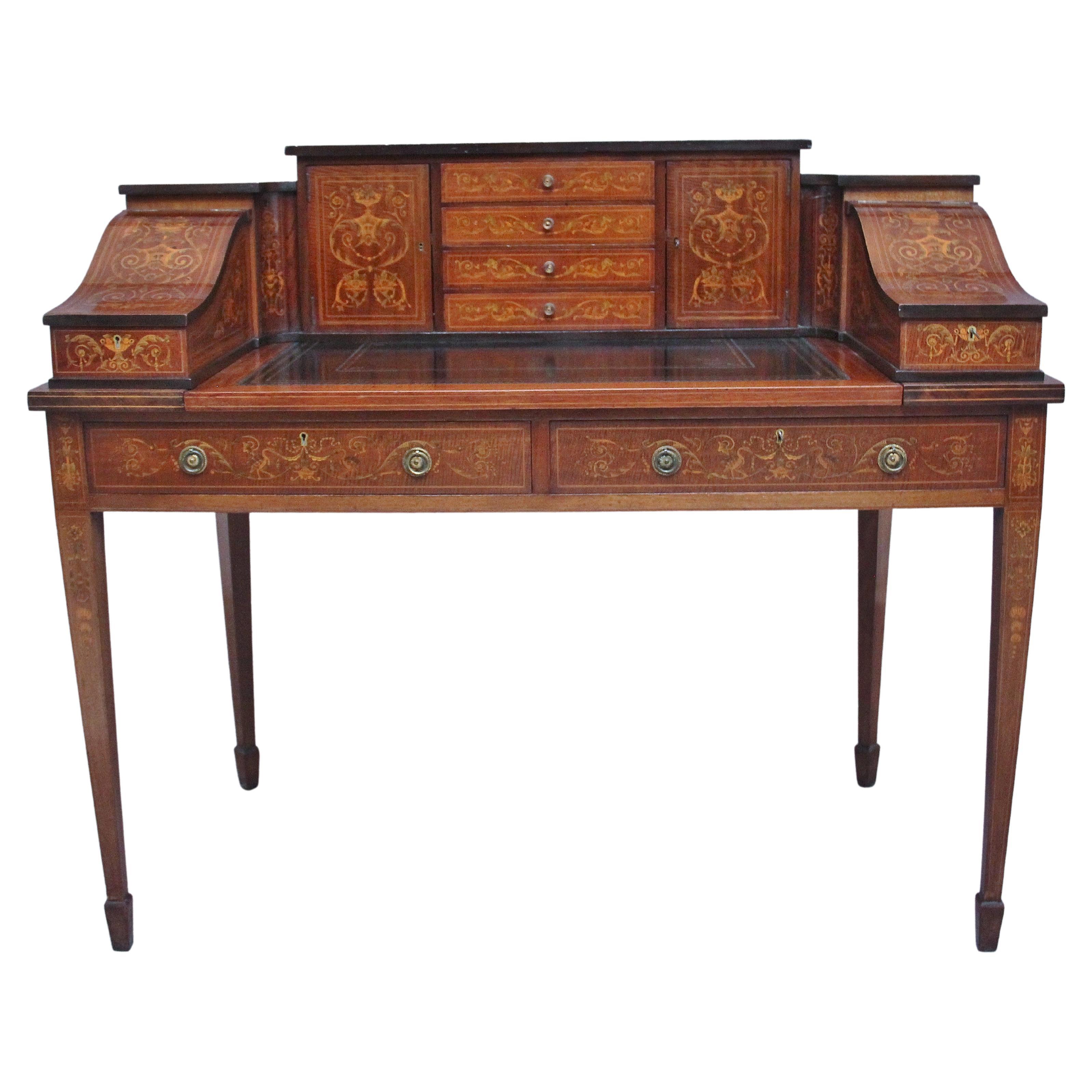 Fabulous Quality Early 20th Century Mahogany and Inlaid Carlton House Desk For Sale