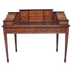 Favolosa scrivania di qualità dei primi del Novecento in mogano e intarsiata di Carlton House