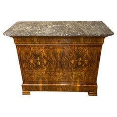 Antique Fabulous Quality French Burr Walnut Commode Chest of Drawers