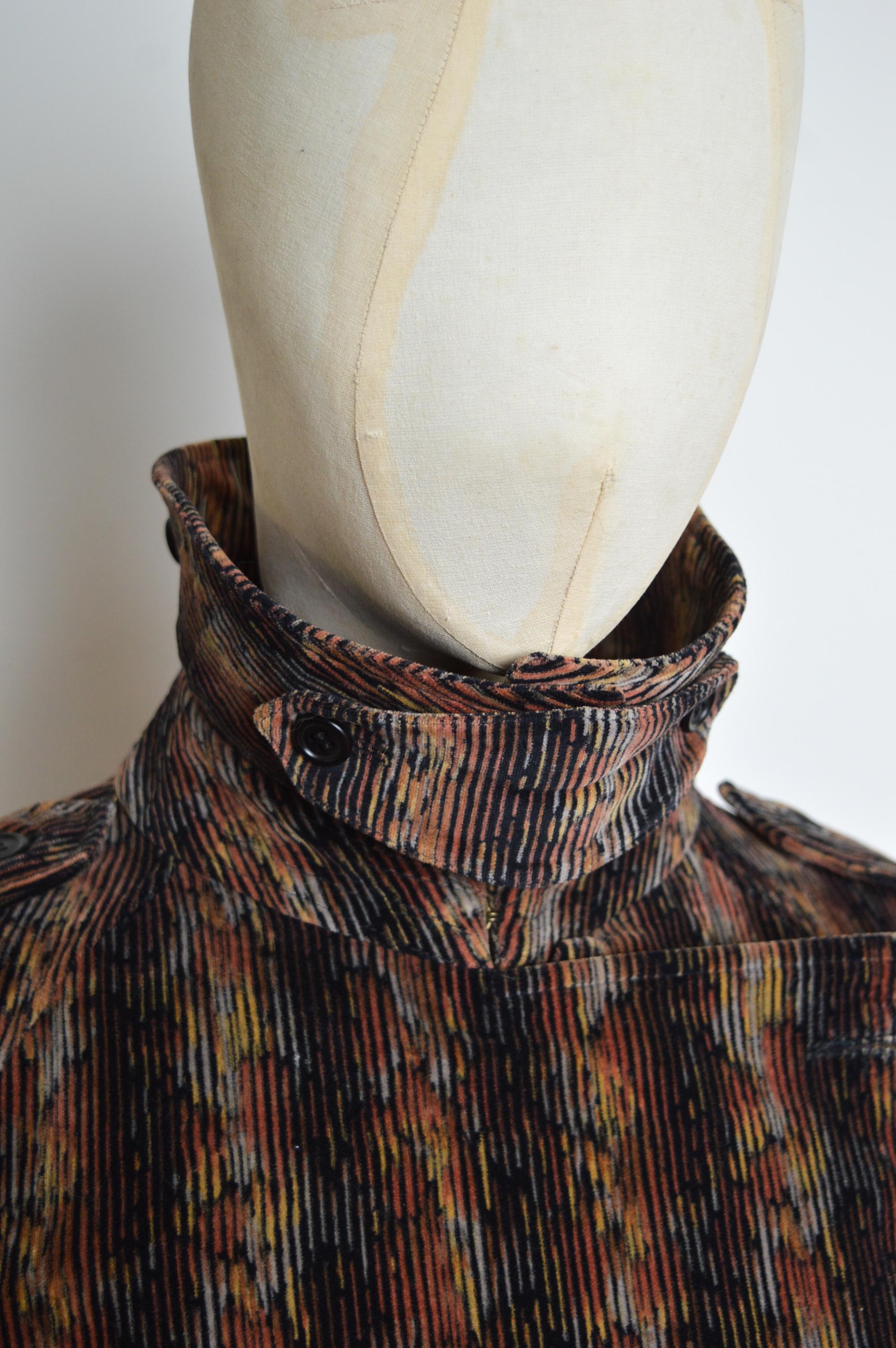 Fabulous Rare 1970s Burberry Chenille Velvet patterned Trench Coat For Sale 2