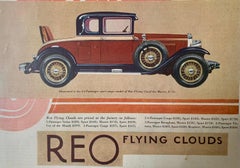 Fabulous Rare Pair of Art Deco REO Flying Clouds Classic Car Advertising Prints