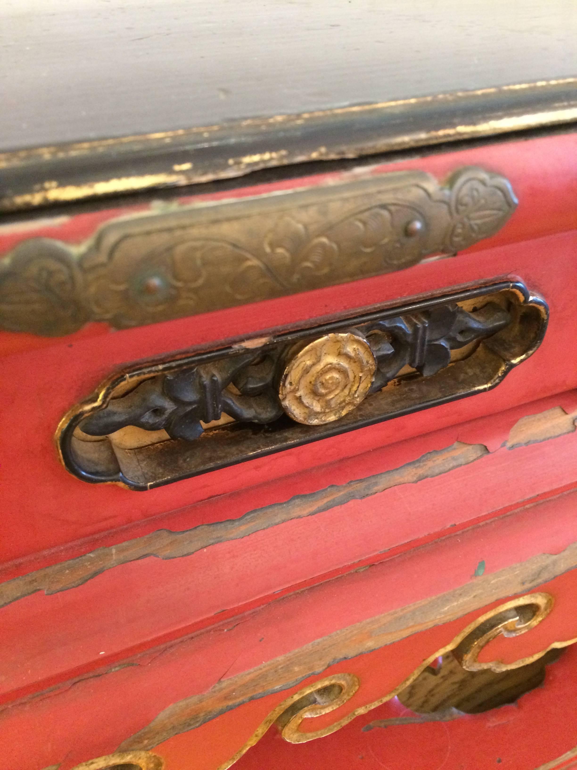 20th Century Fabulous Red, Black and Gold Japanese Altar Table