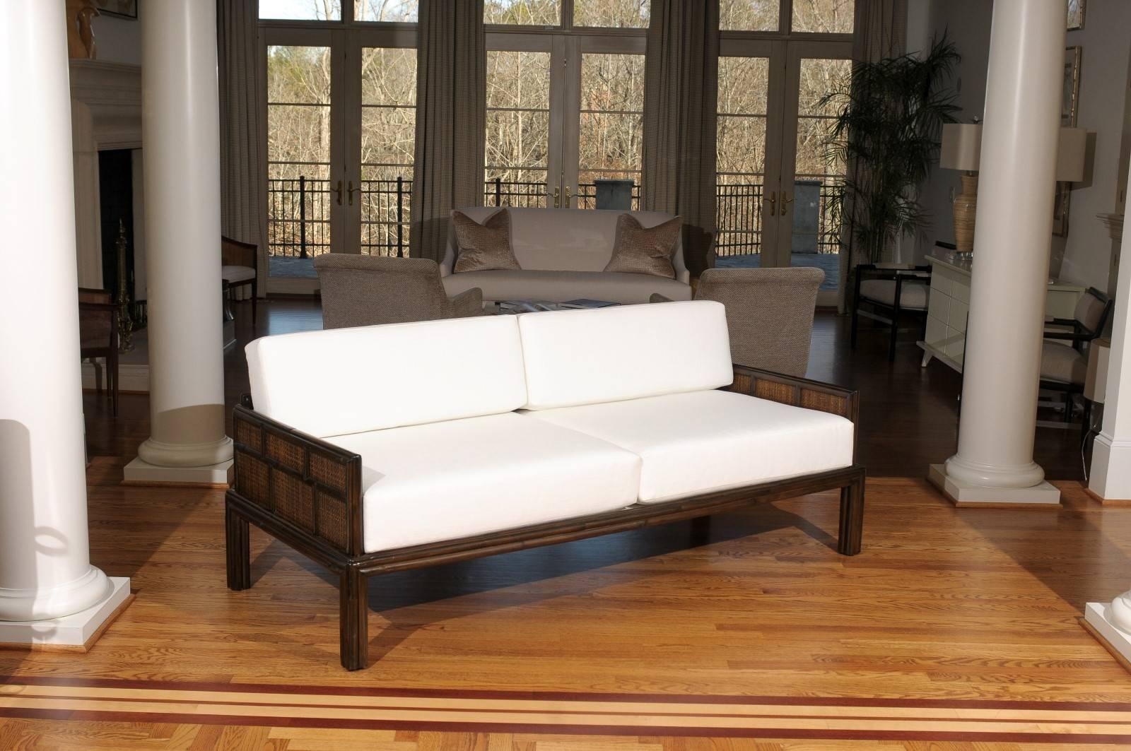 Organic Modern Breathtaking McGuire Cane Sofa in the Style of Michael Taylor- Pair Available For Sale