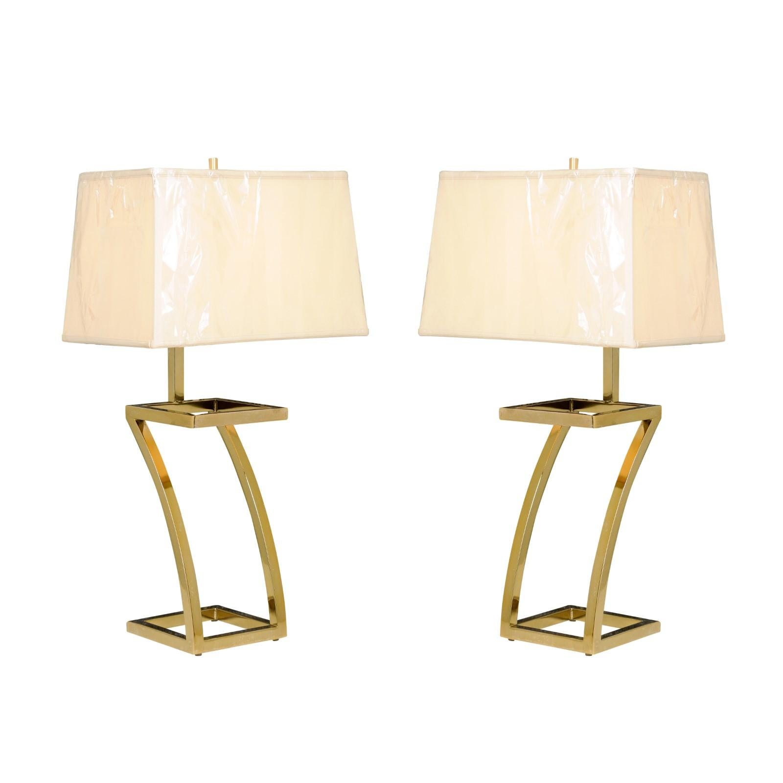 Restauriertes Paar „Z“-Lampen aus Messing, um 1970 im Angebot 5