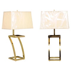 Vintage Fabulous Restored Pair of Brass "Z" Lamps, circa 1970