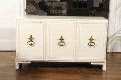 Fabulous Restored Parzinger Style Cabinet in Cream Lacquer, circa 1975